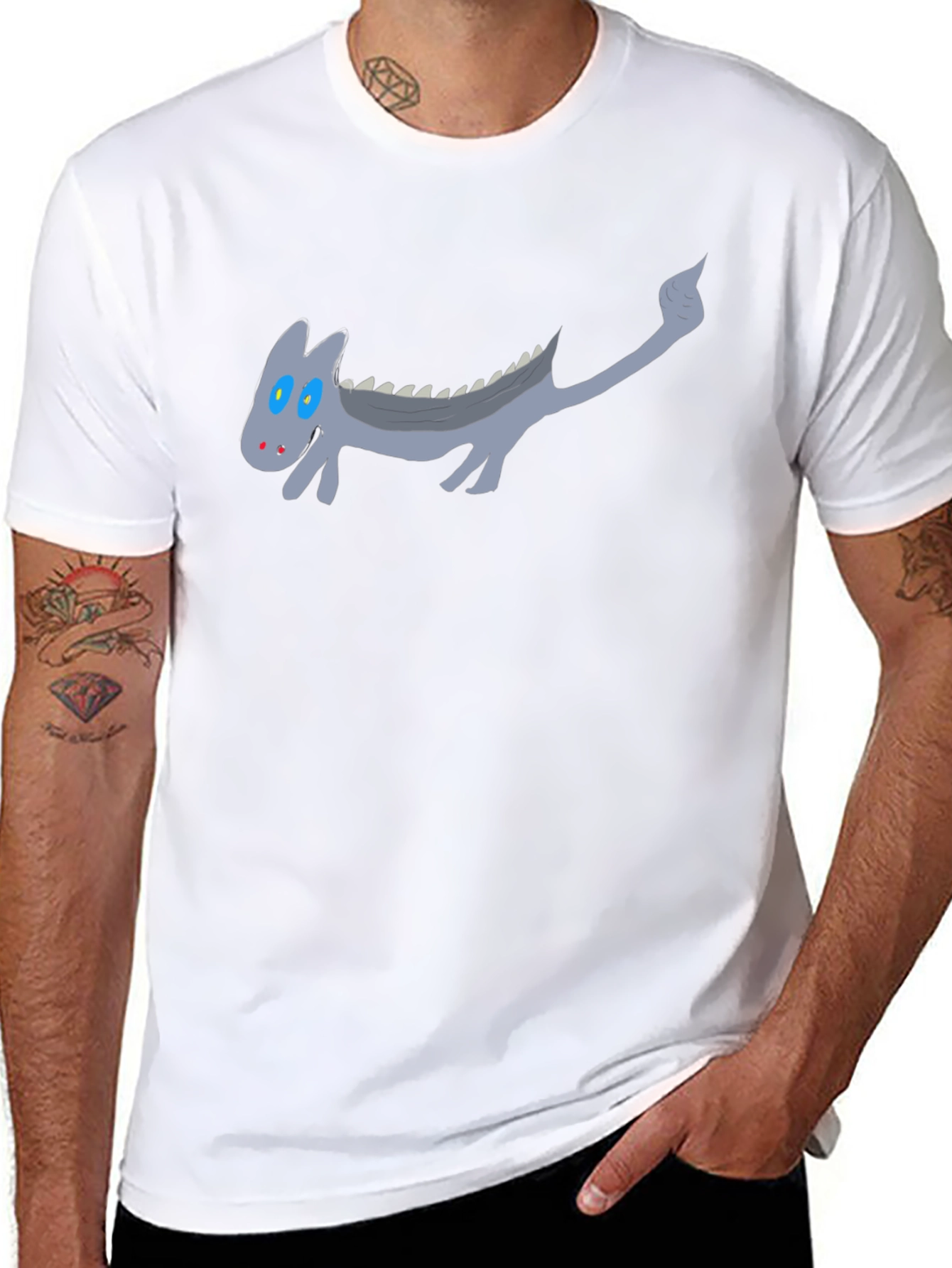 Cartoon Dragon Graphic Black T-Shirt