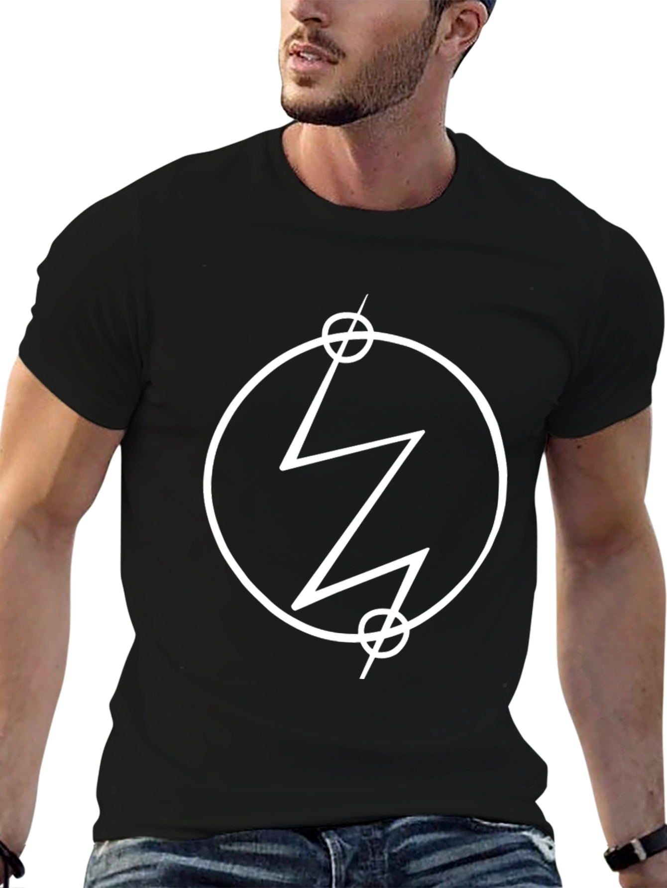 Lightning Bolt Graphic Tee - Casual Black T-Shirt