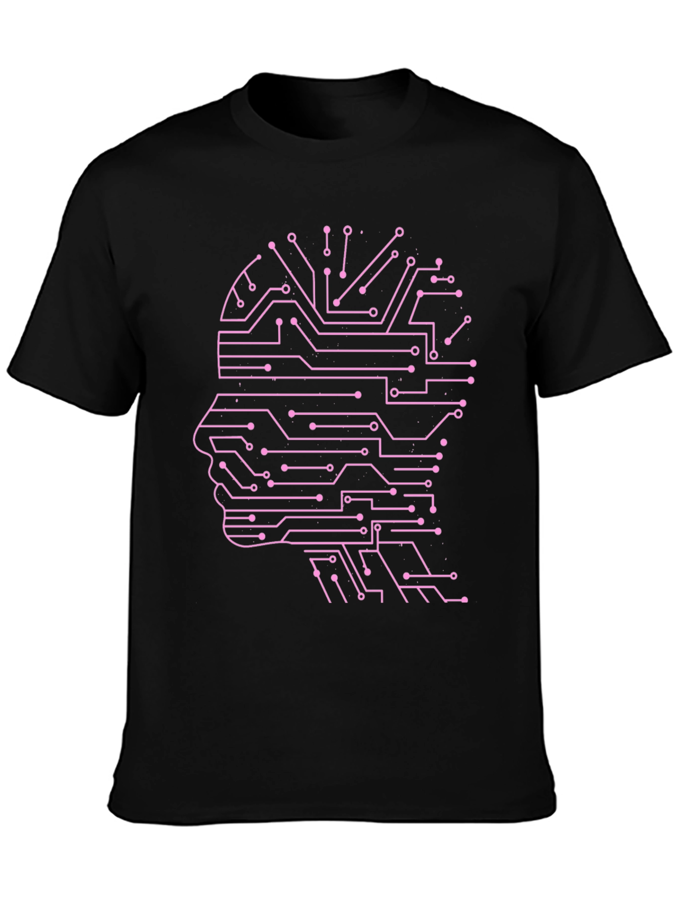 AI Mind Black T-Shirt - Circuit Brain Design
