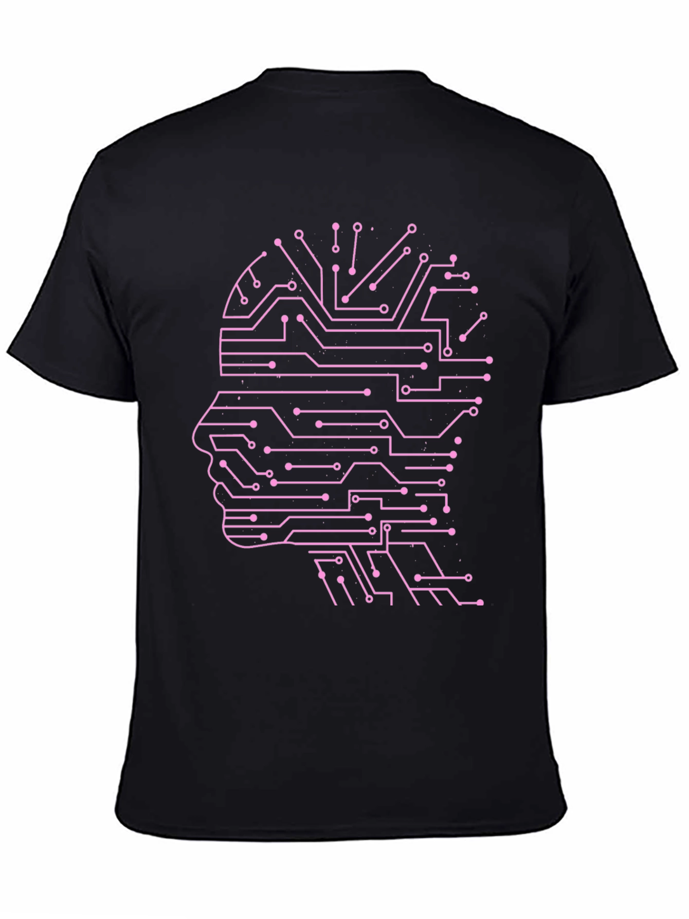 AI Mind Black T-Shirt - Circuit Brain Design