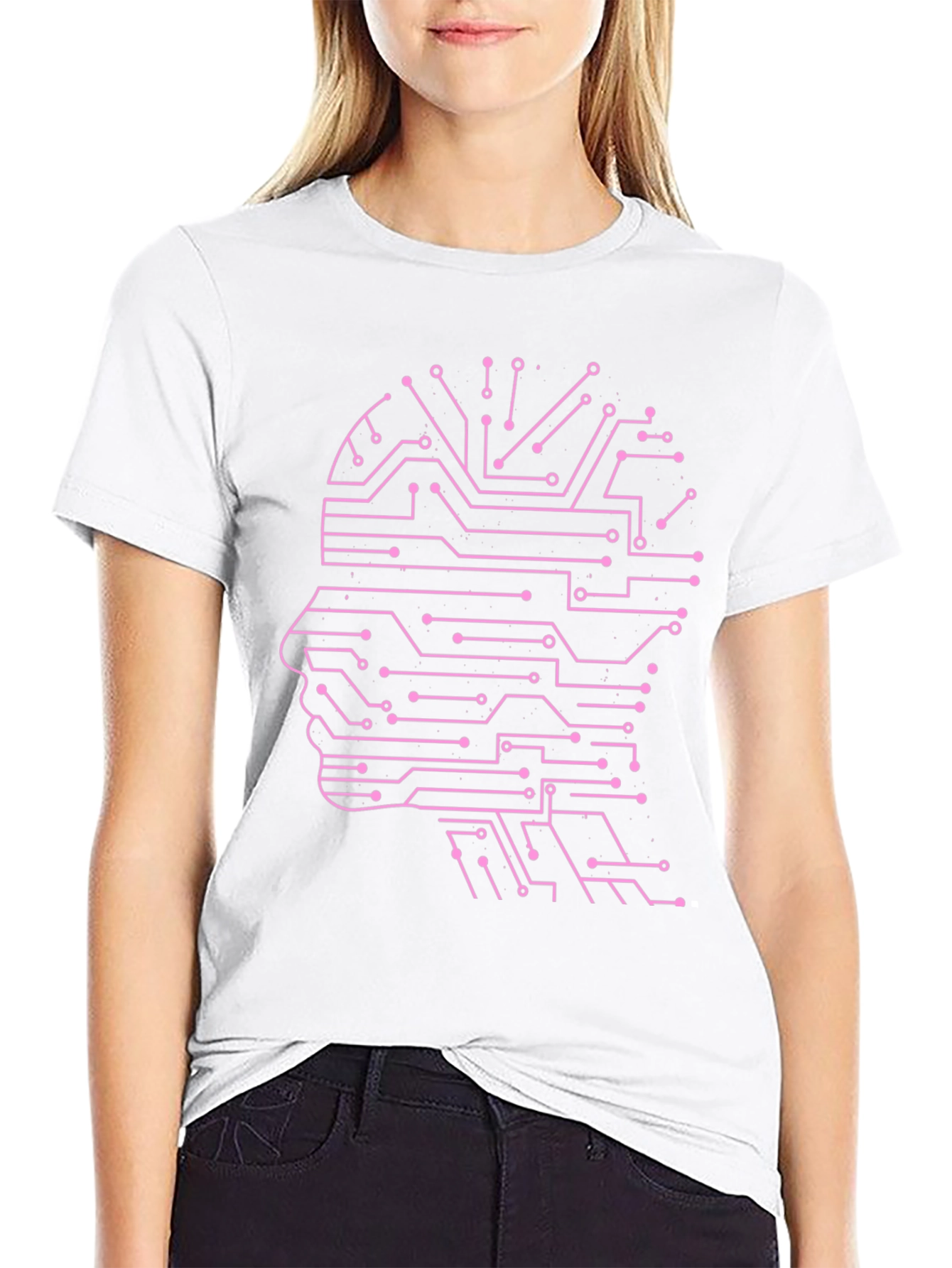 AI Mind Black T-Shirt - Circuit Brain Design