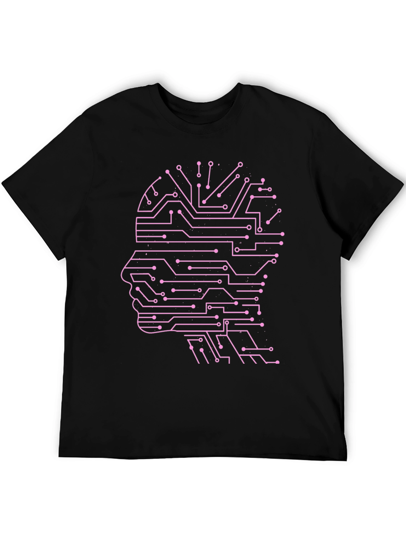 AI Mind Black T-Shirt - Circuit Brain Design