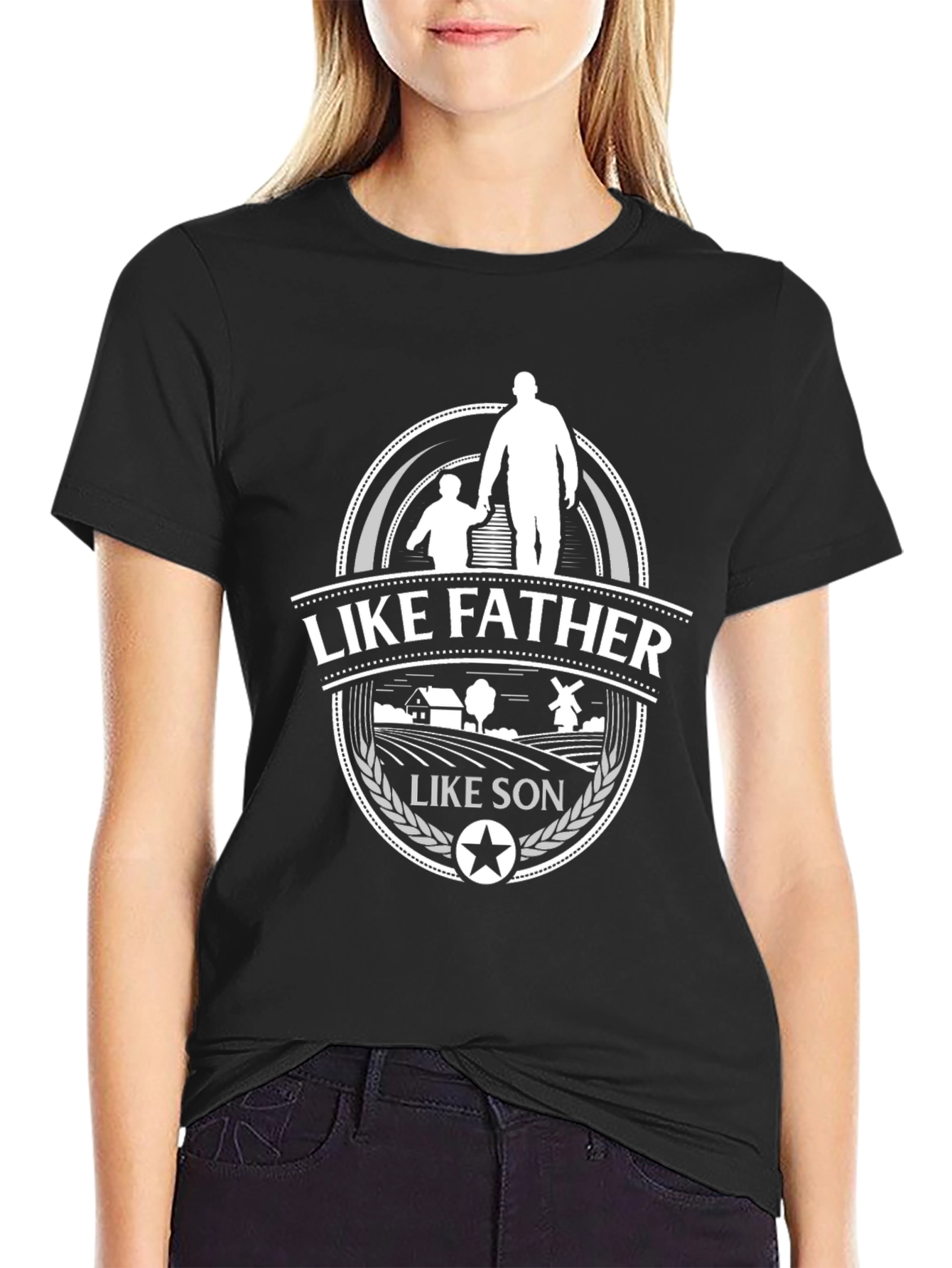 Like Father Like Son Graphic T-Shirt - Black