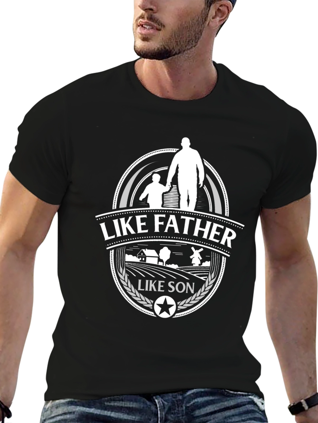 Like Father Like Son Graphic T-Shirt - Black
