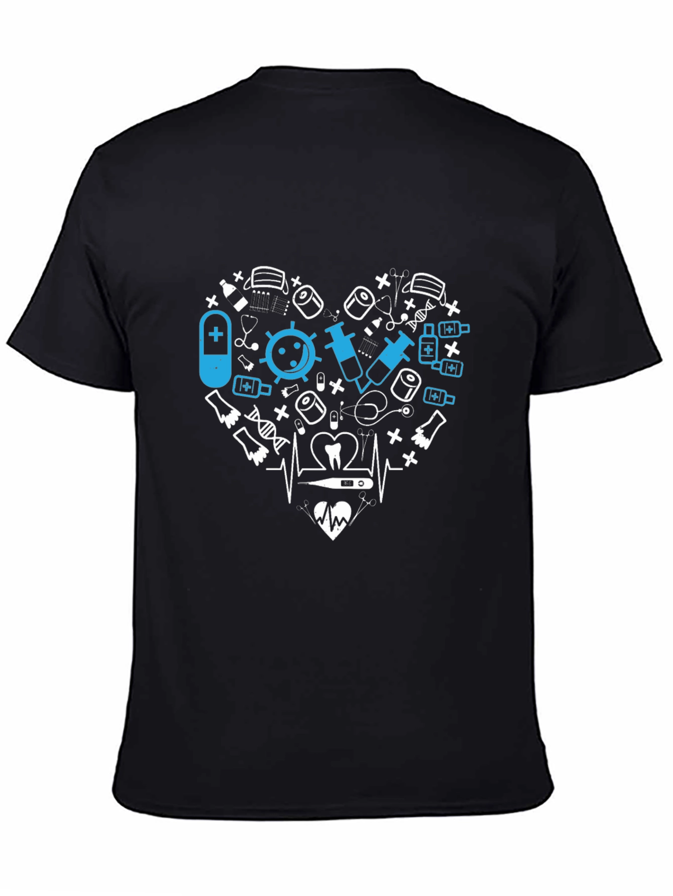 Medical Heartbeat Graphic T-Shirt - Black
