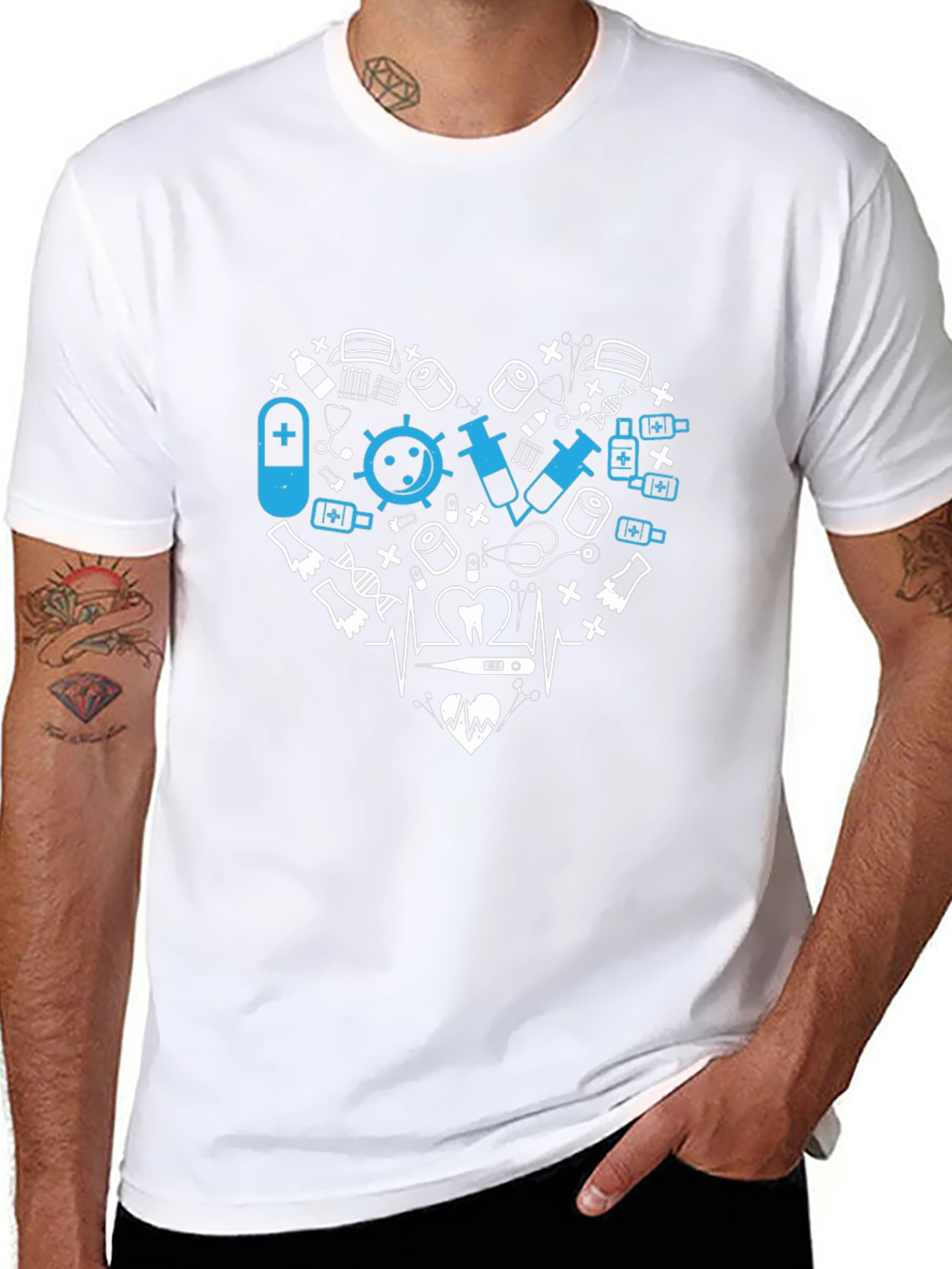 Medical Heartbeat Graphic T-Shirt - Black