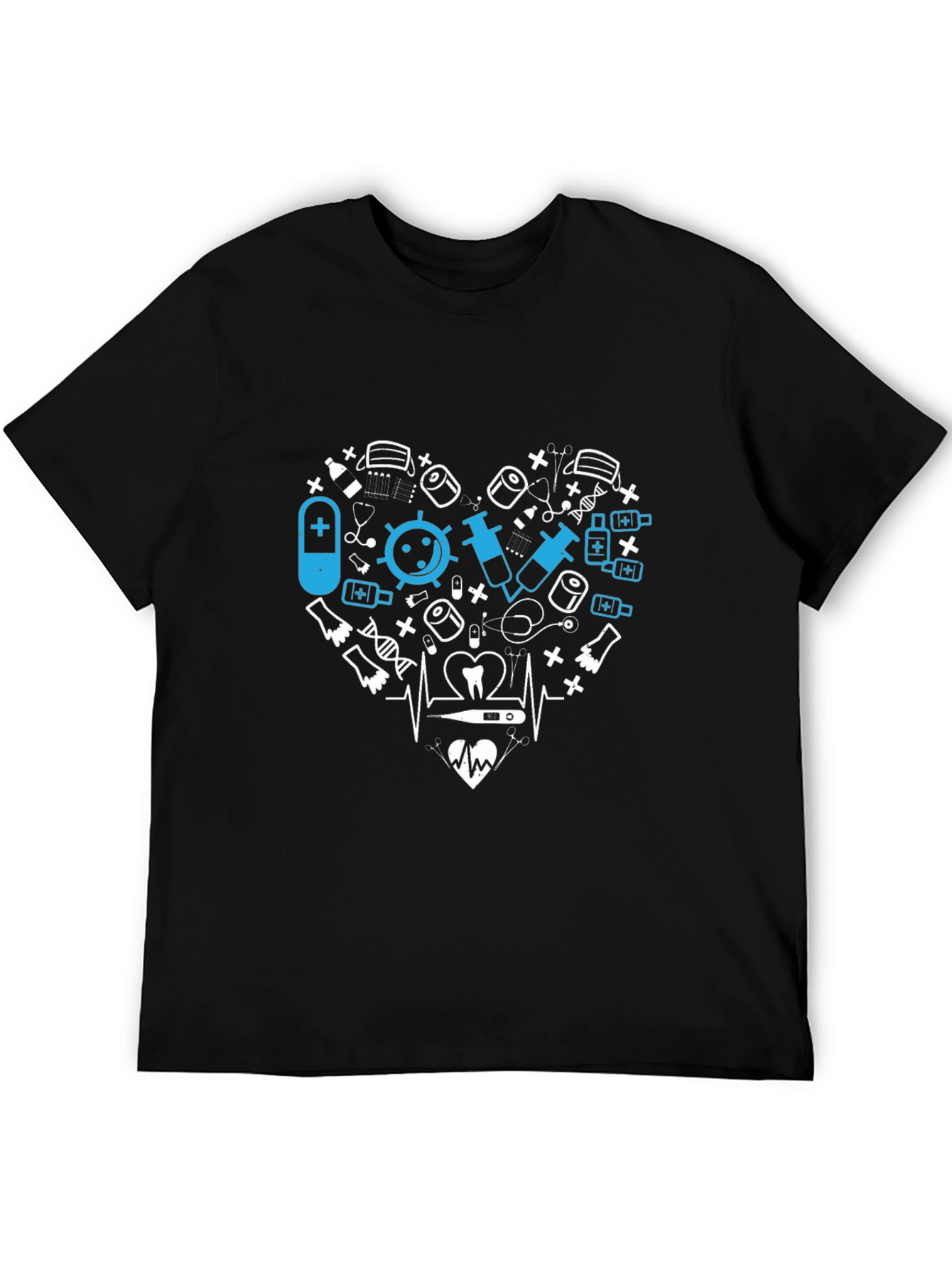 Medical Heartbeat Graphic T-Shirt - Black