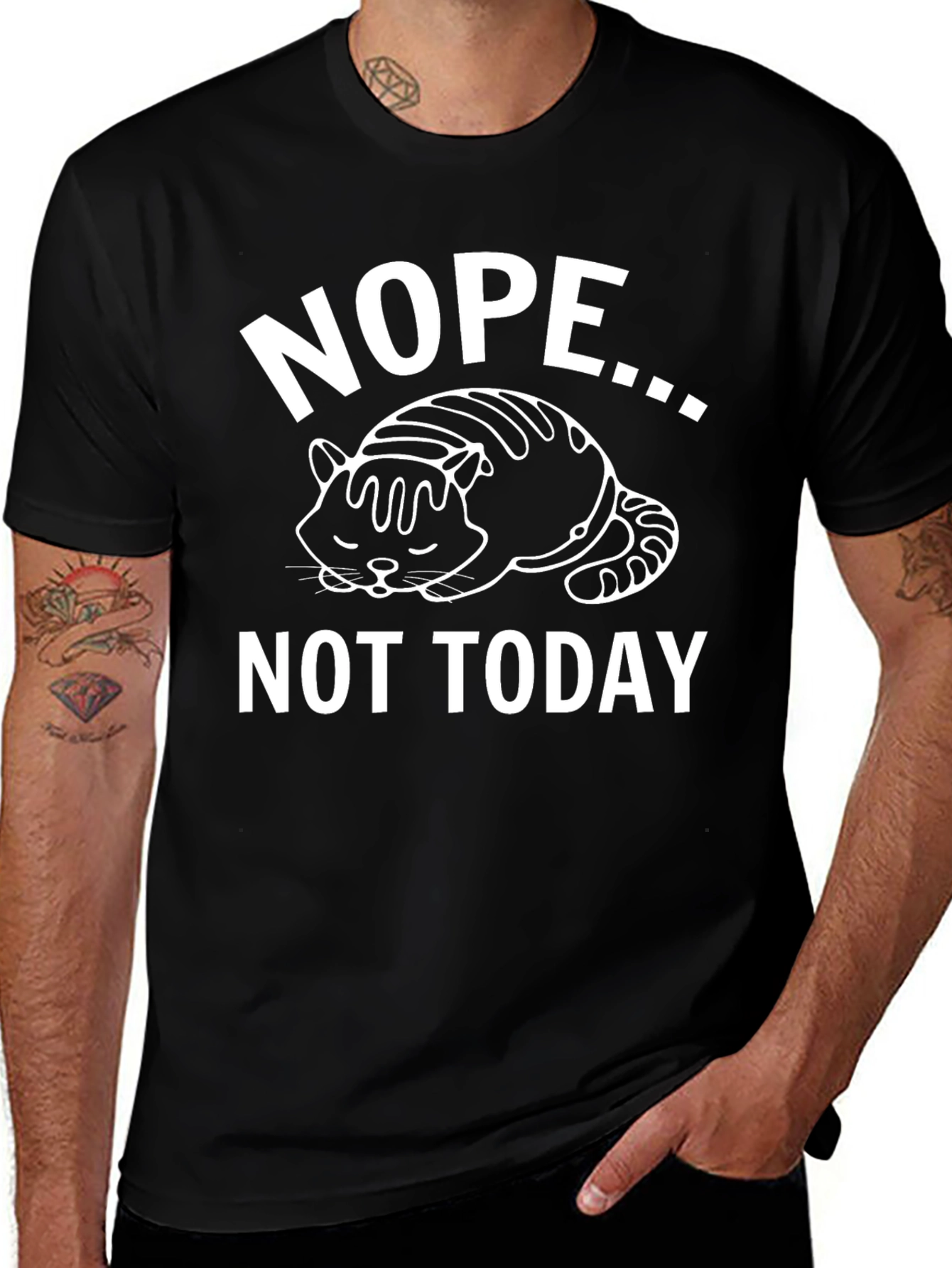 Nope Not Today Graphic T-Shirt - Black Cotton Tee