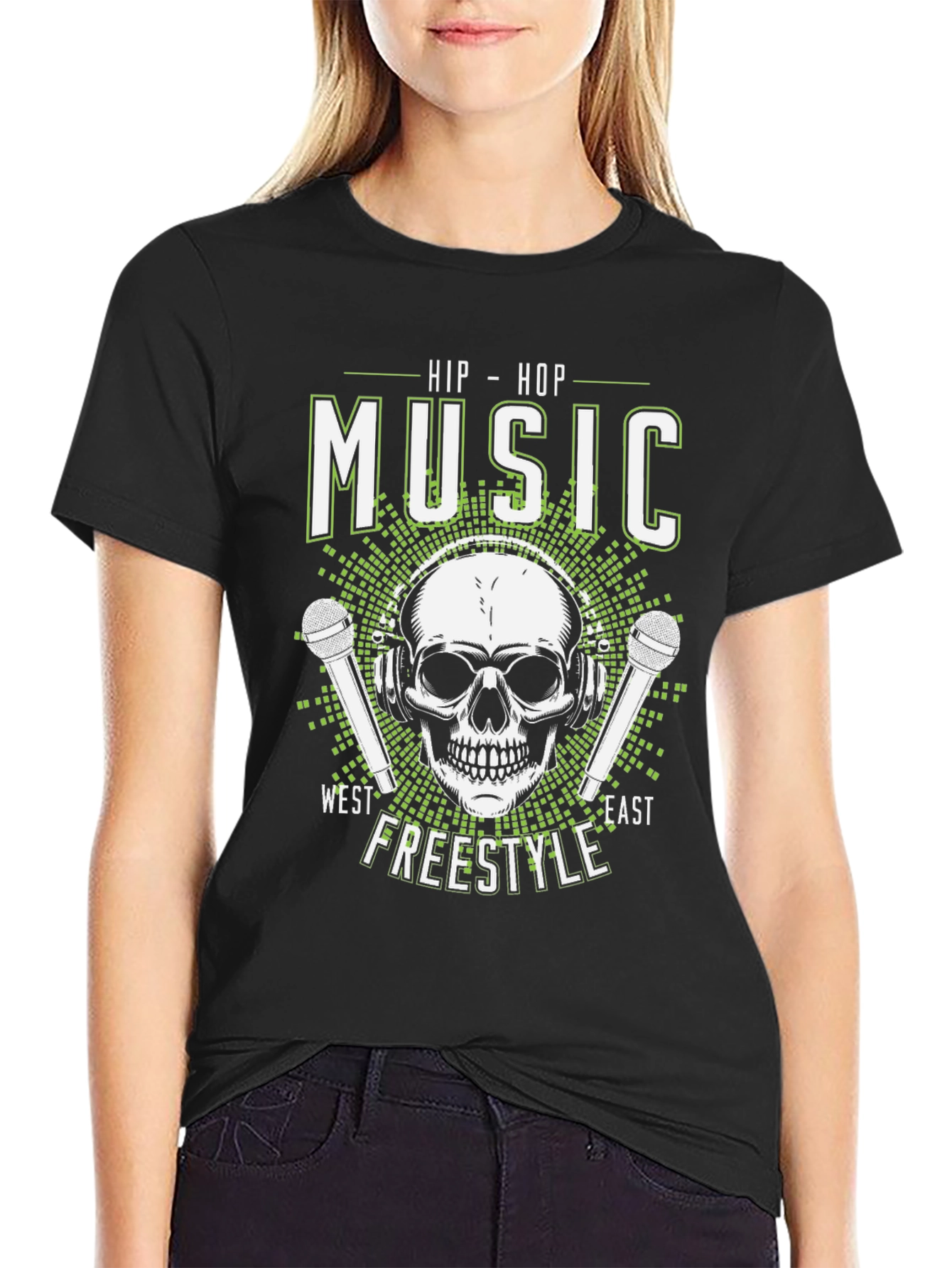 Hip Hop Music Skull T-Shirt - Freestyle West East