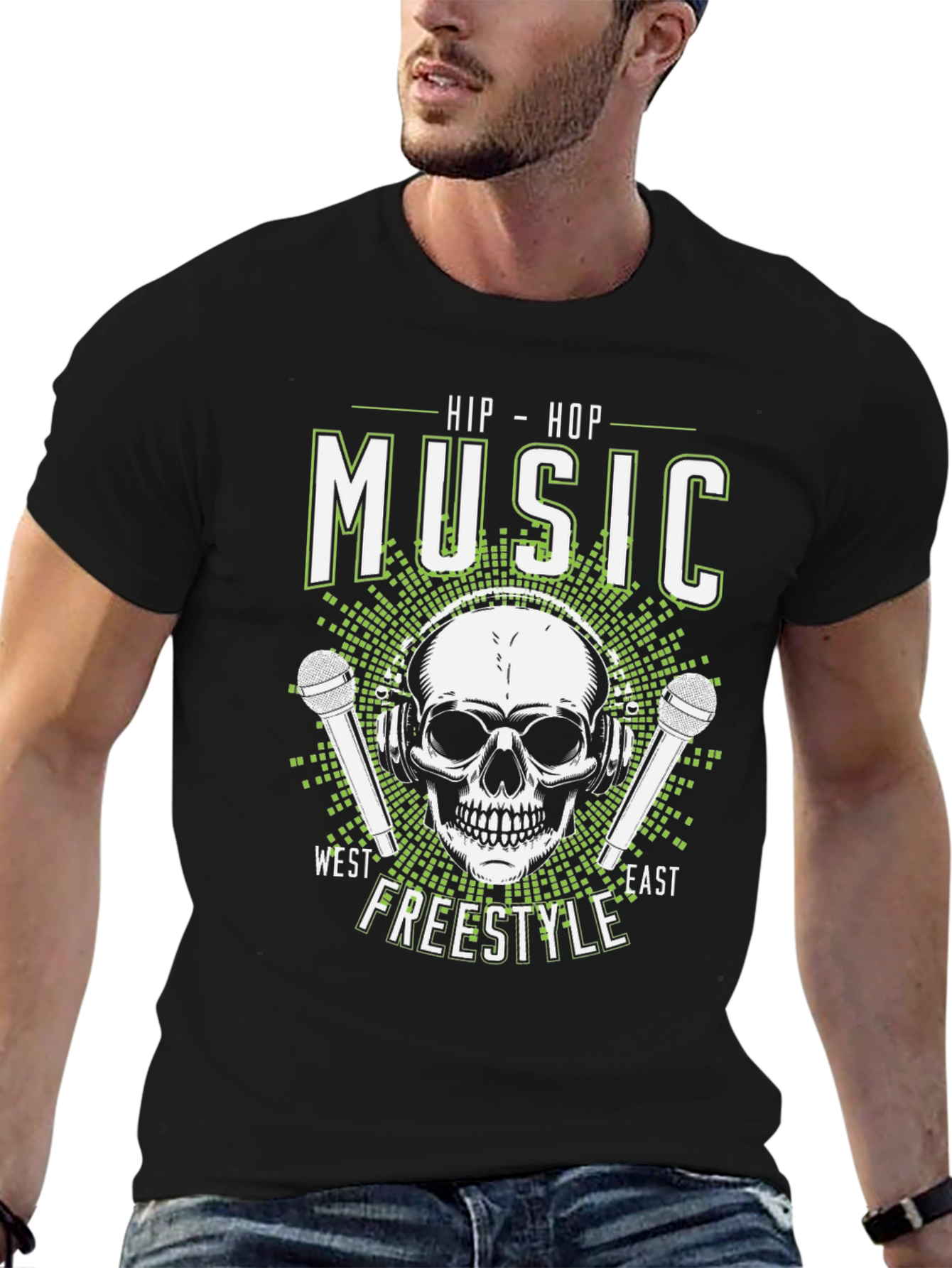 Hip Hop Music Skull T-Shirt - Freestyle West East