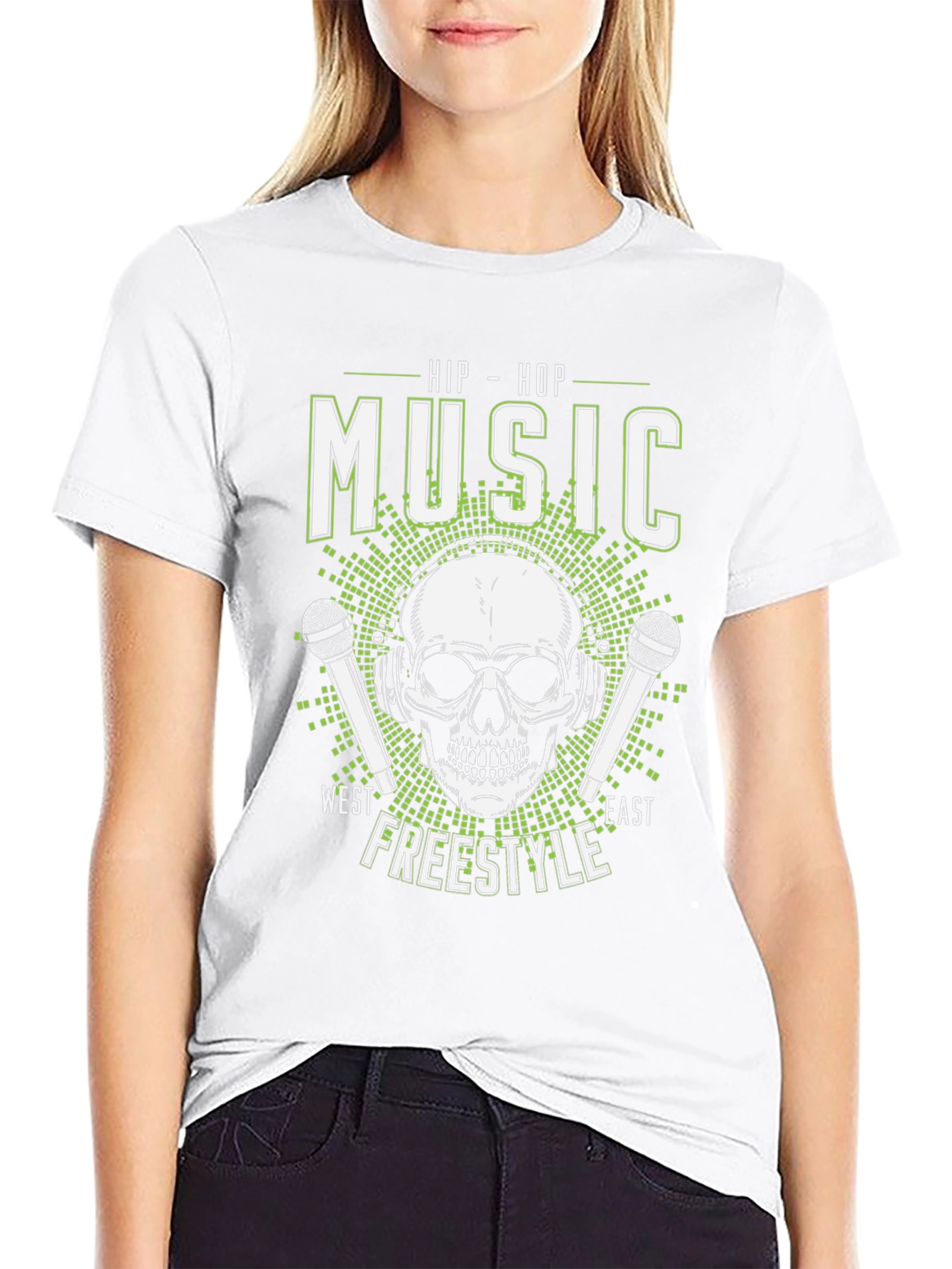 Hip Hop Music Skull T-Shirt - Freestyle West East