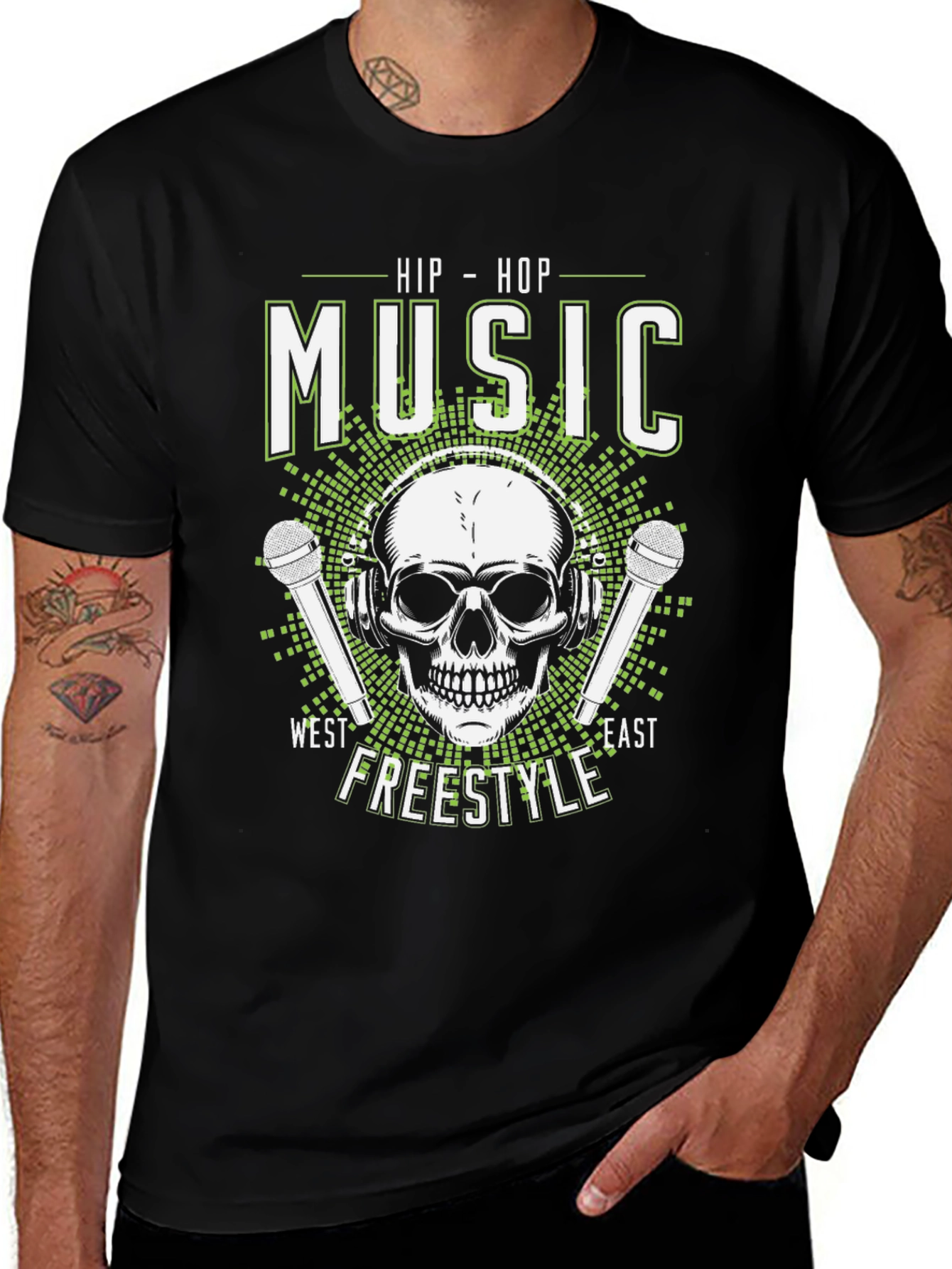 Hip Hop Music Skull T-Shirt - Freestyle West East