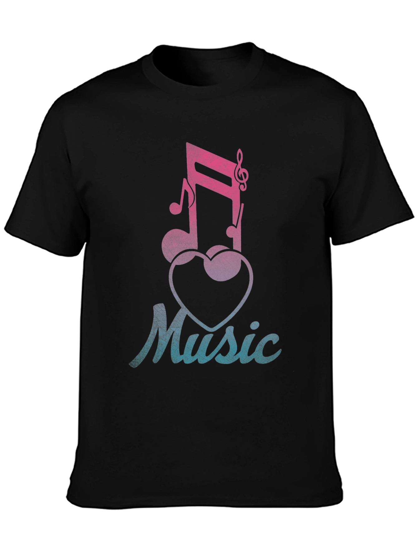 Music Lover T-Shirt - Notes & Heart Graphic Tee