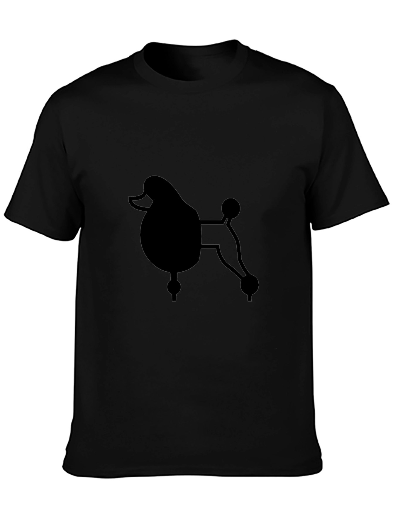 Poodle Graphic Print Black Crew Neck T-Shirt