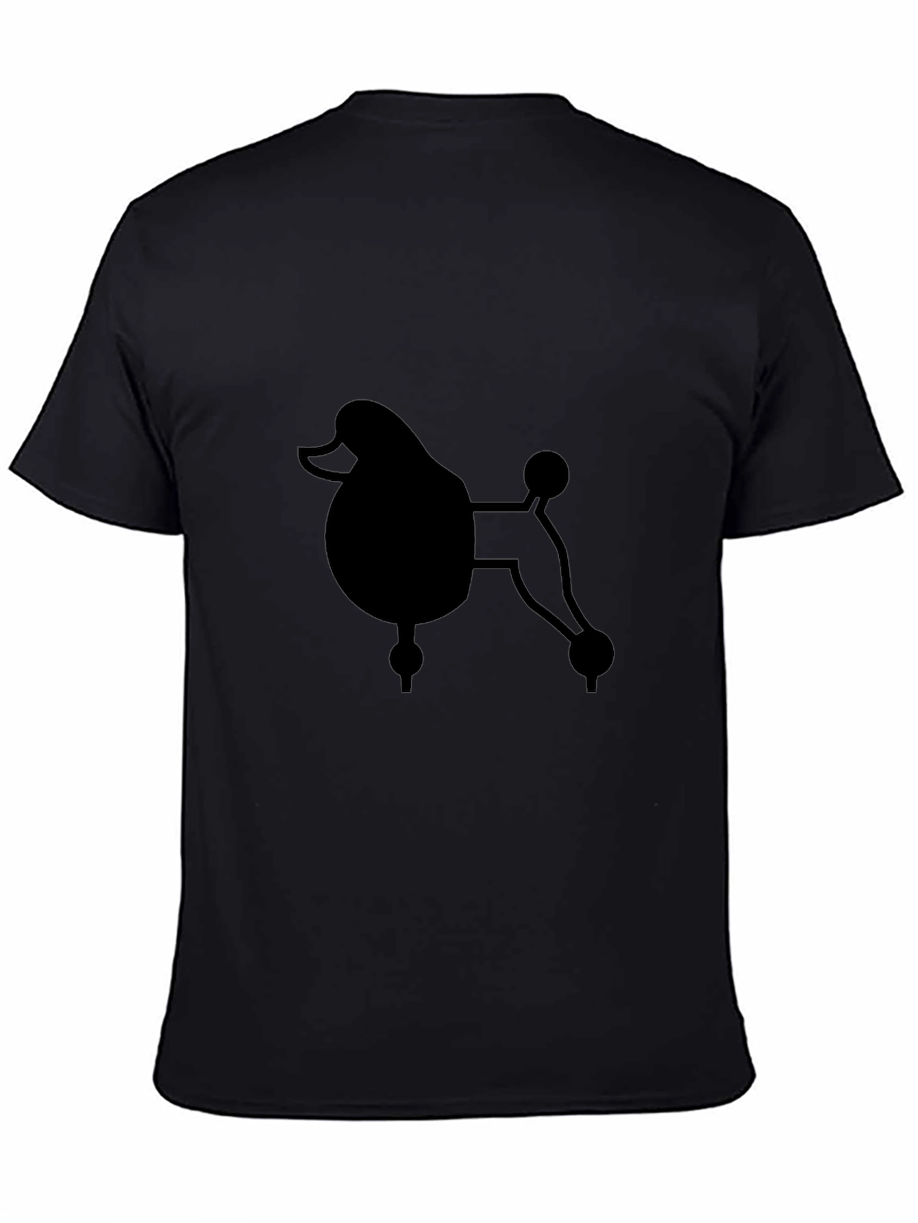 Poodle Graphic Print Black Crew Neck T-Shirt