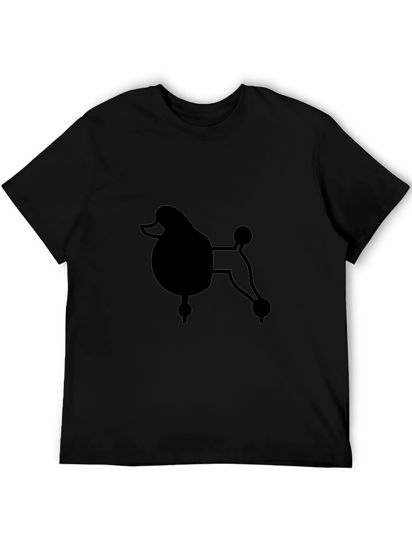 Poodle Graphic Print Black Crew Neck T-Shirt