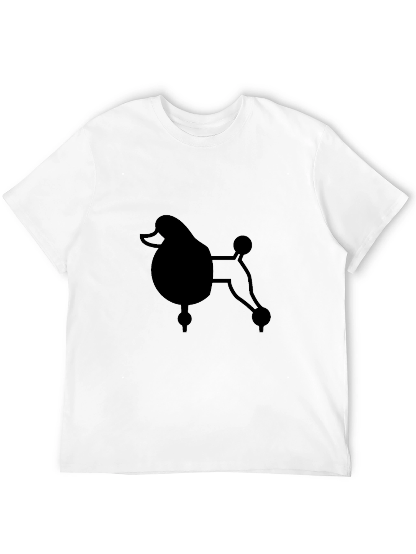 Poodle Graphic Print Black Crew Neck T-Shirt