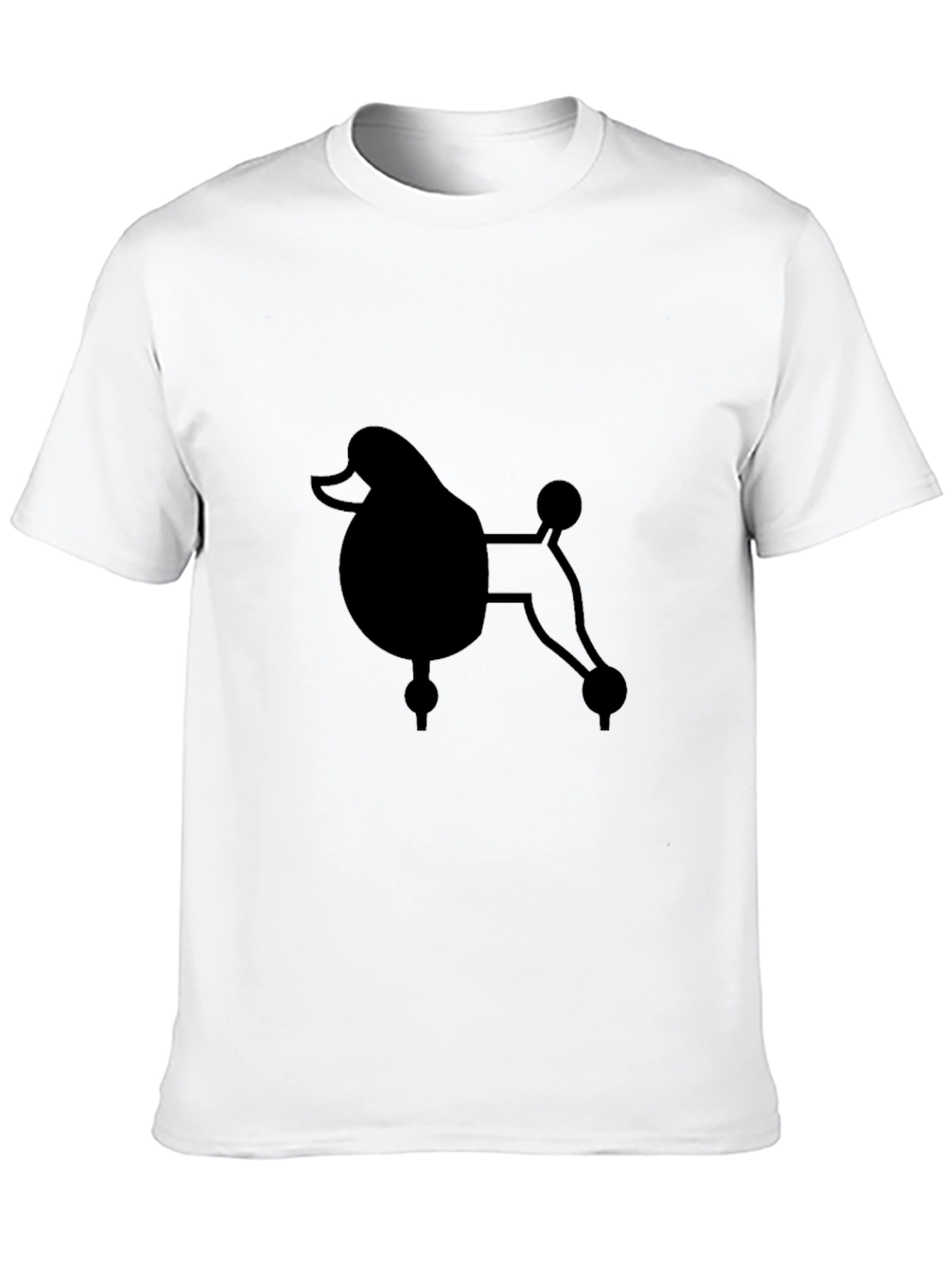 Poodle Graphic Print Black Crew Neck T-Shirt
