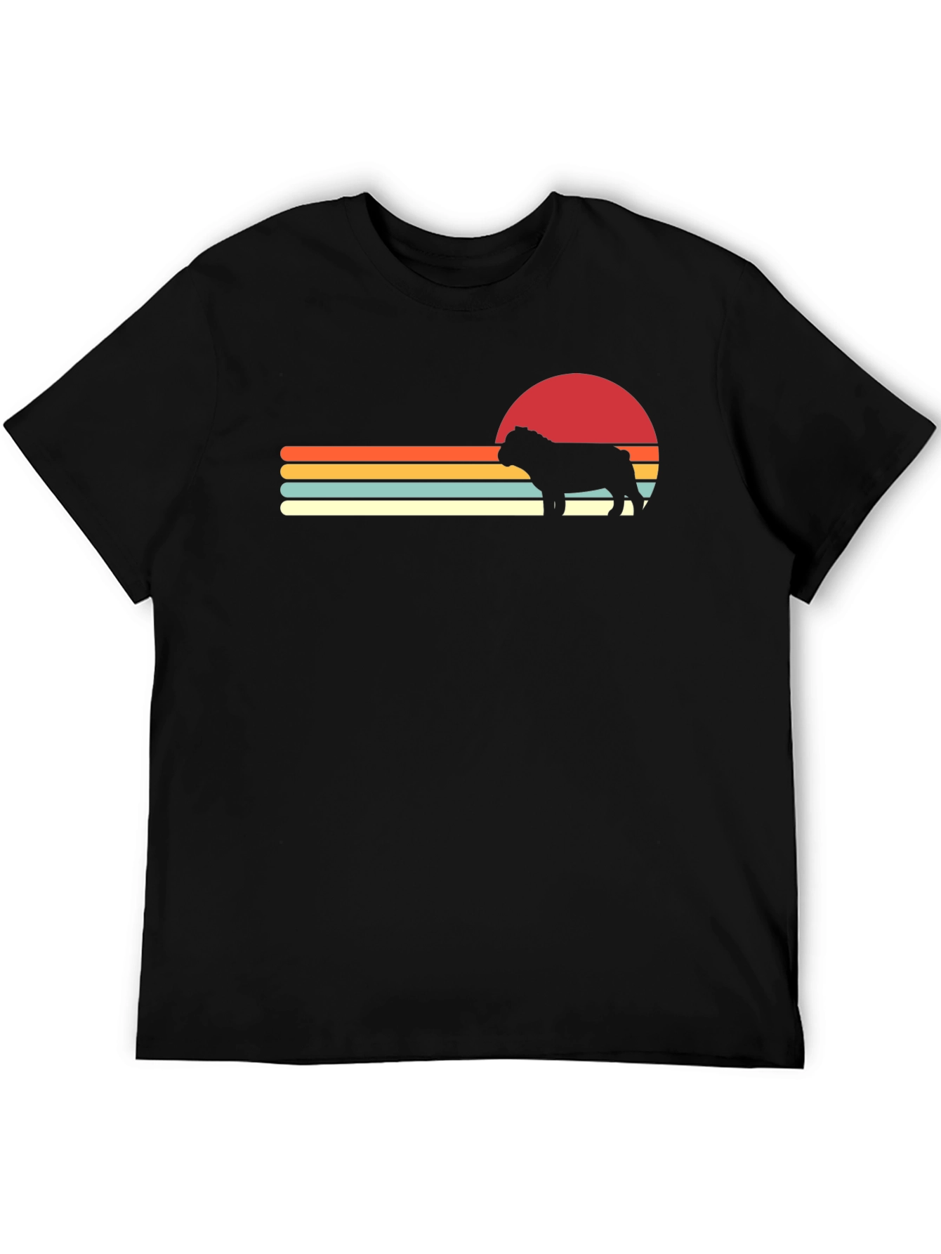 Retro Bulldog Graphic Tee - Black Cotton Blend