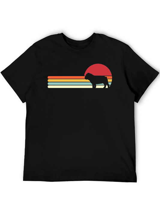 Retro Bulldog Graphic Tee - Black Cotton Blend