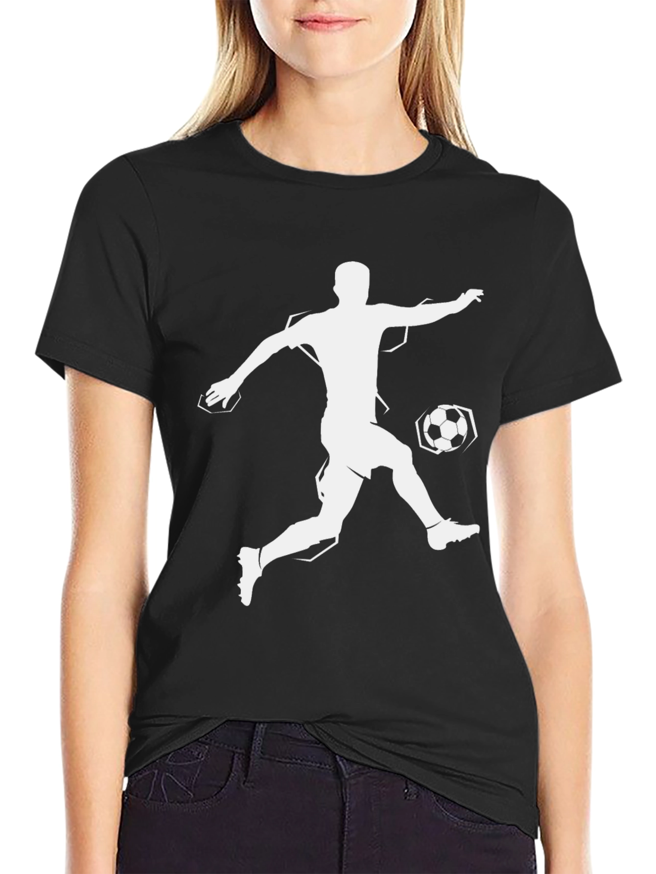 Soccer Player Graphic T-Shirt - Black