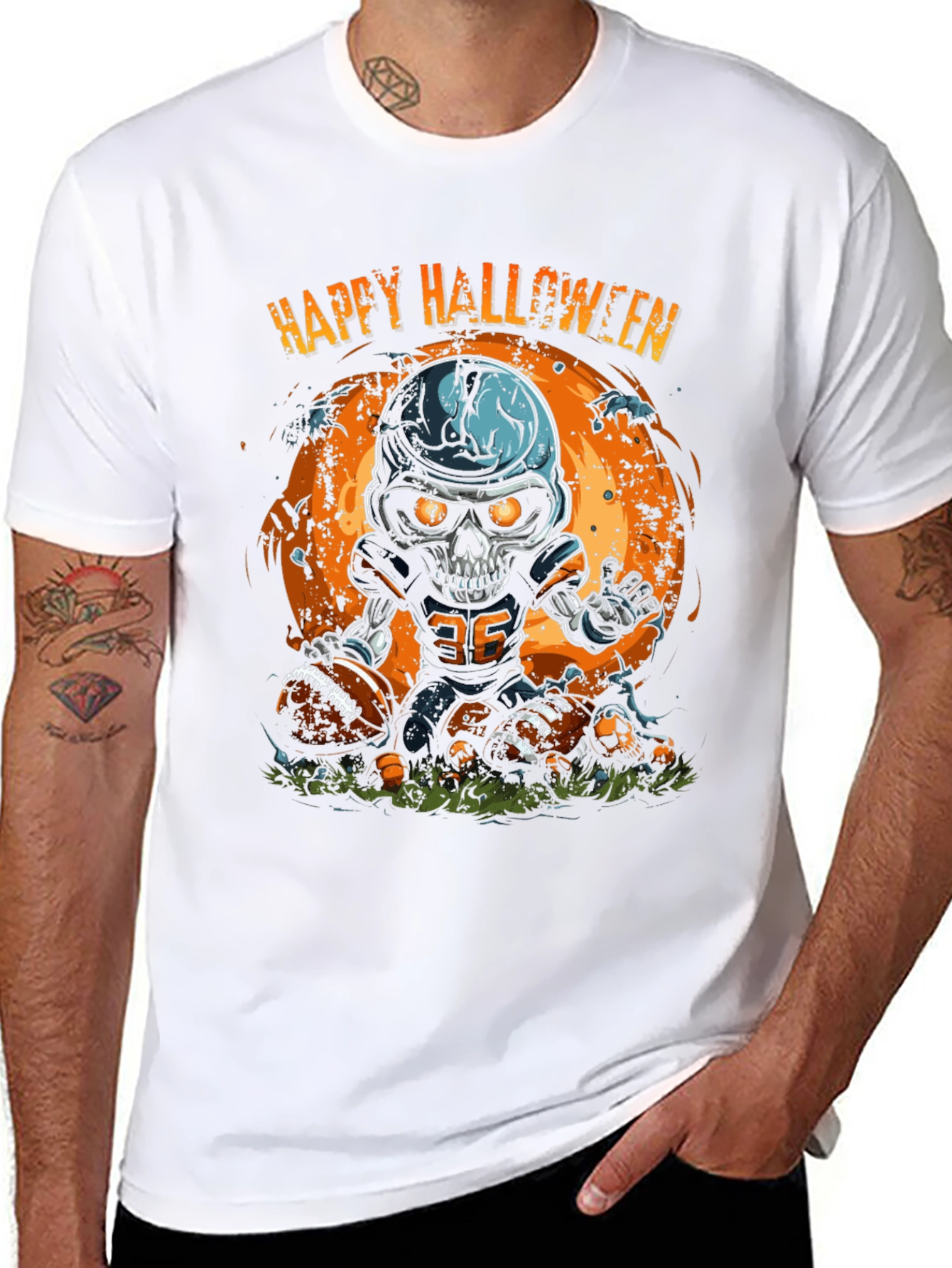 Happy Halloween Football Skeleton T-Shirt
