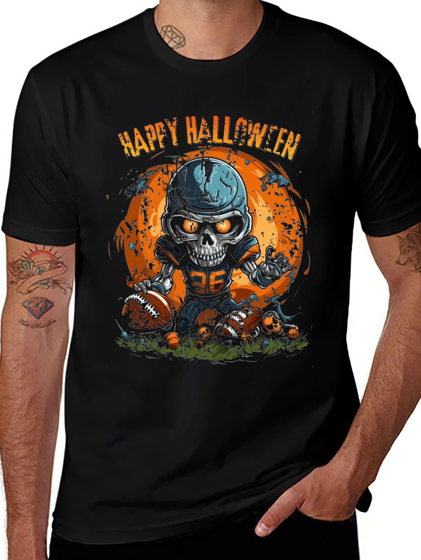 Happy Halloween Football Skeleton T-Shirt