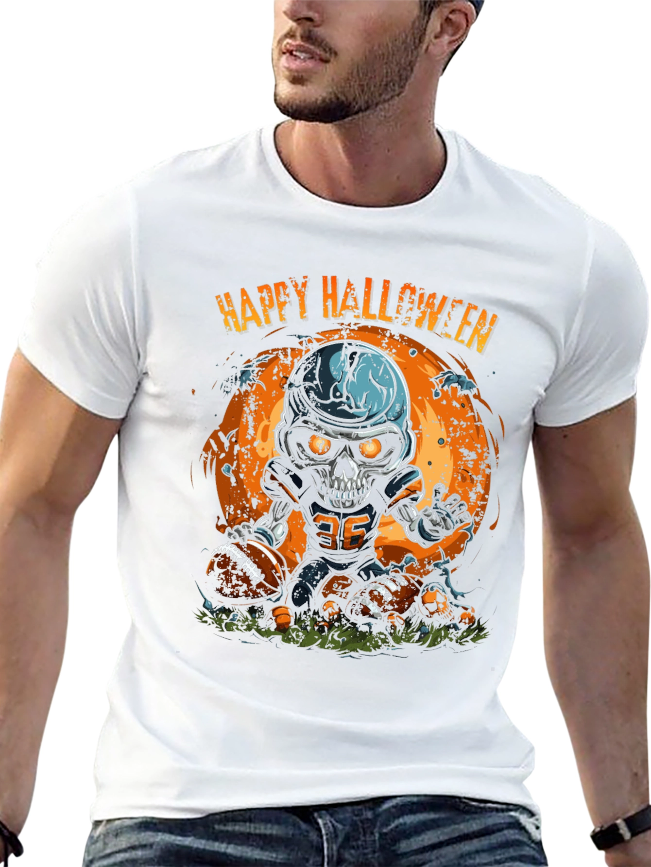 Happy Halloween Football Skeleton T-Shirt