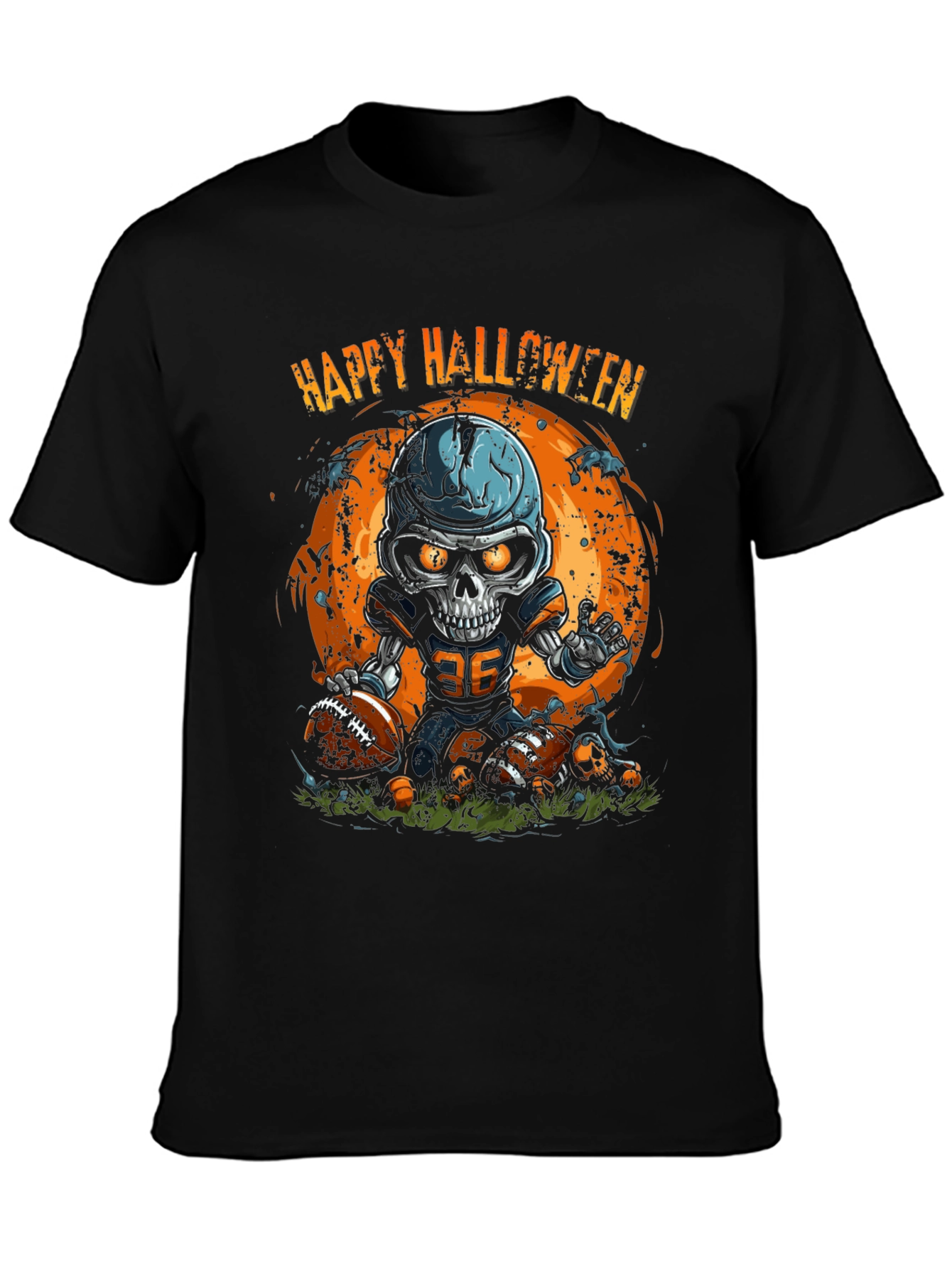 Happy Halloween Football Skeleton T-Shirt