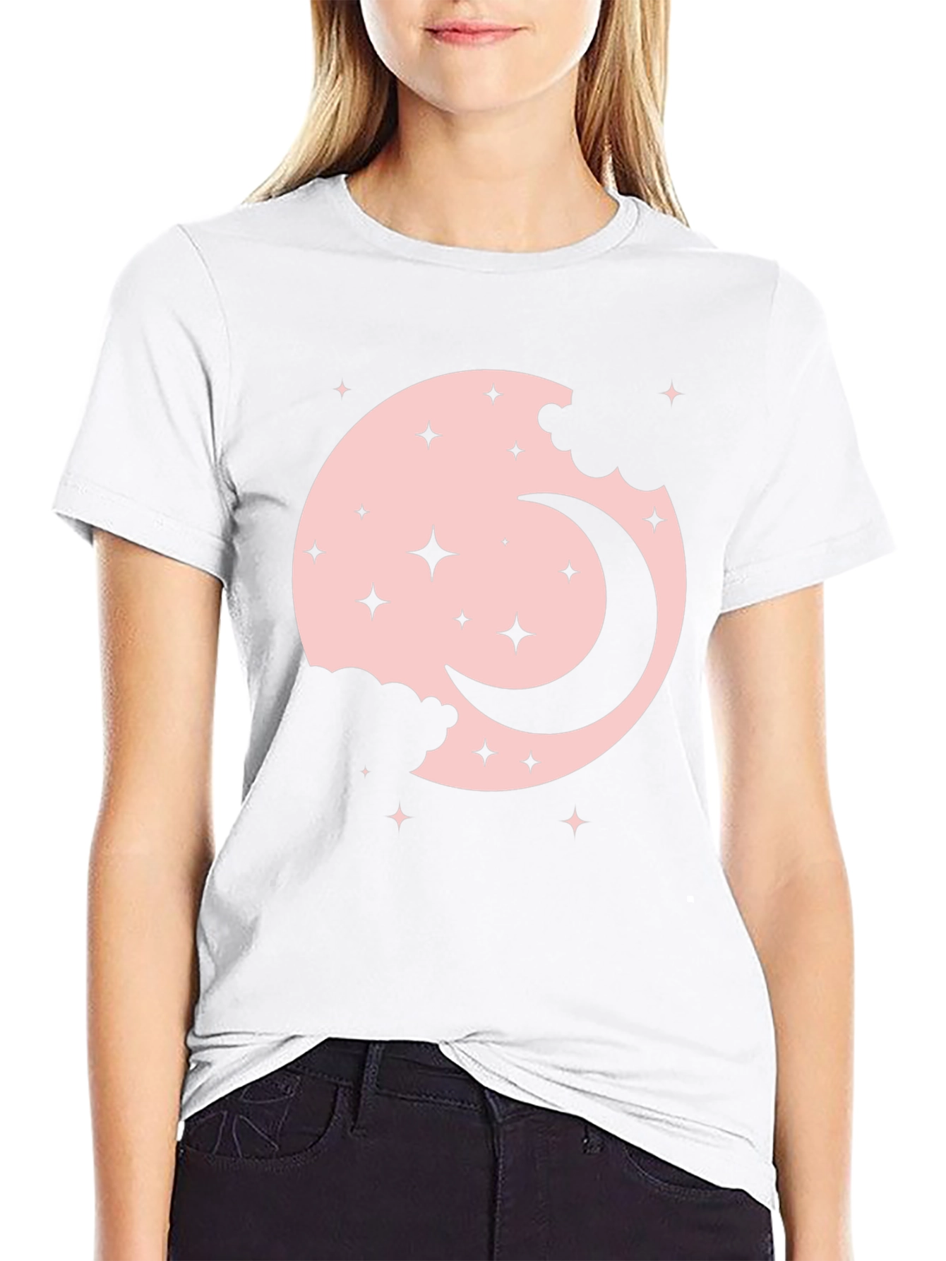 Moon & Stars Graphic Black T-Shirt