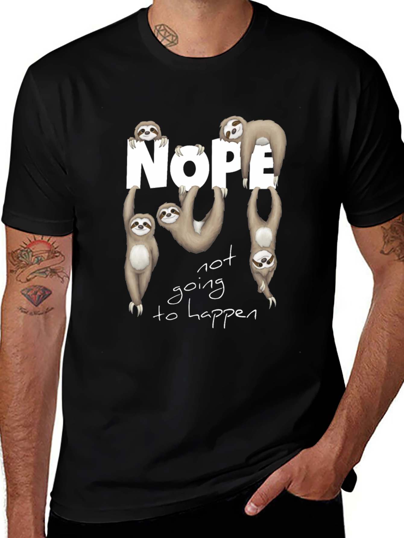 Nope Sloth Graphic Tee - Funny & Relaxed Fit