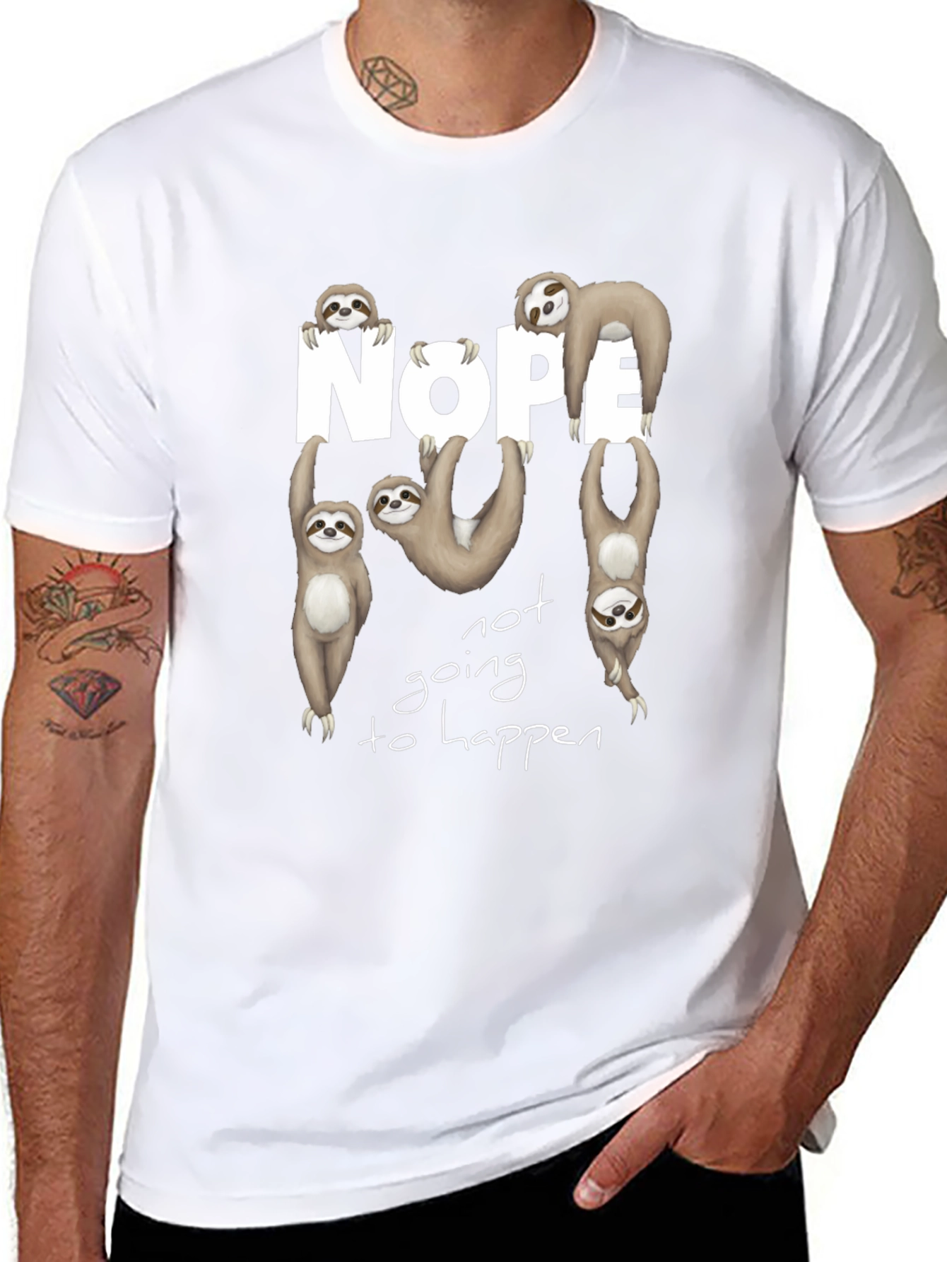 Nope Sloth Graphic Tee - Funny & Relaxed Fit