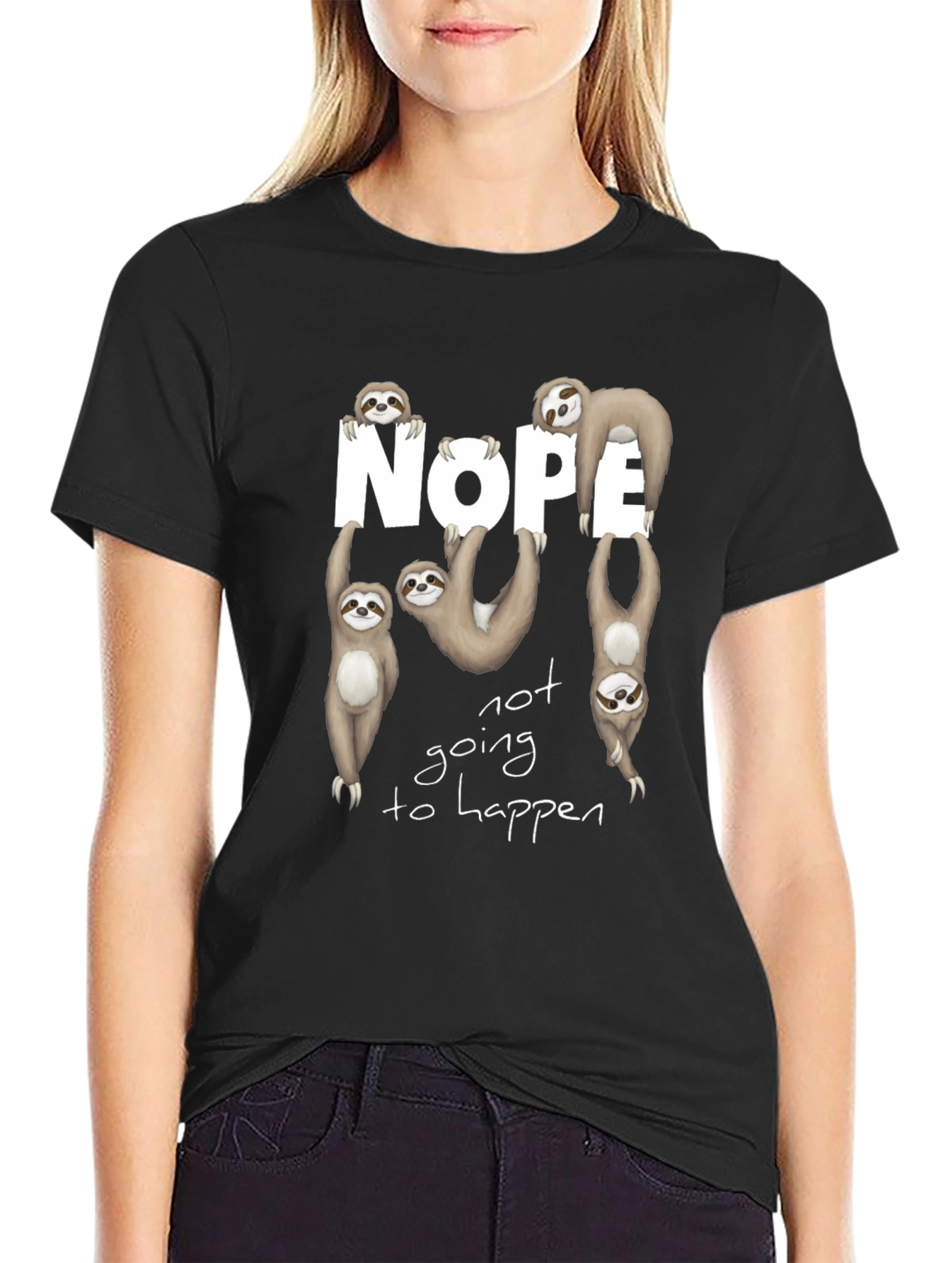 Nope Sloth Graphic Tee - Funny & Relaxed Fit