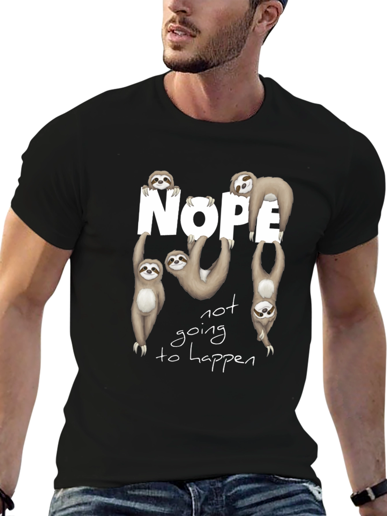 Nope Sloth Graphic Tee - Funny & Relaxed Fit