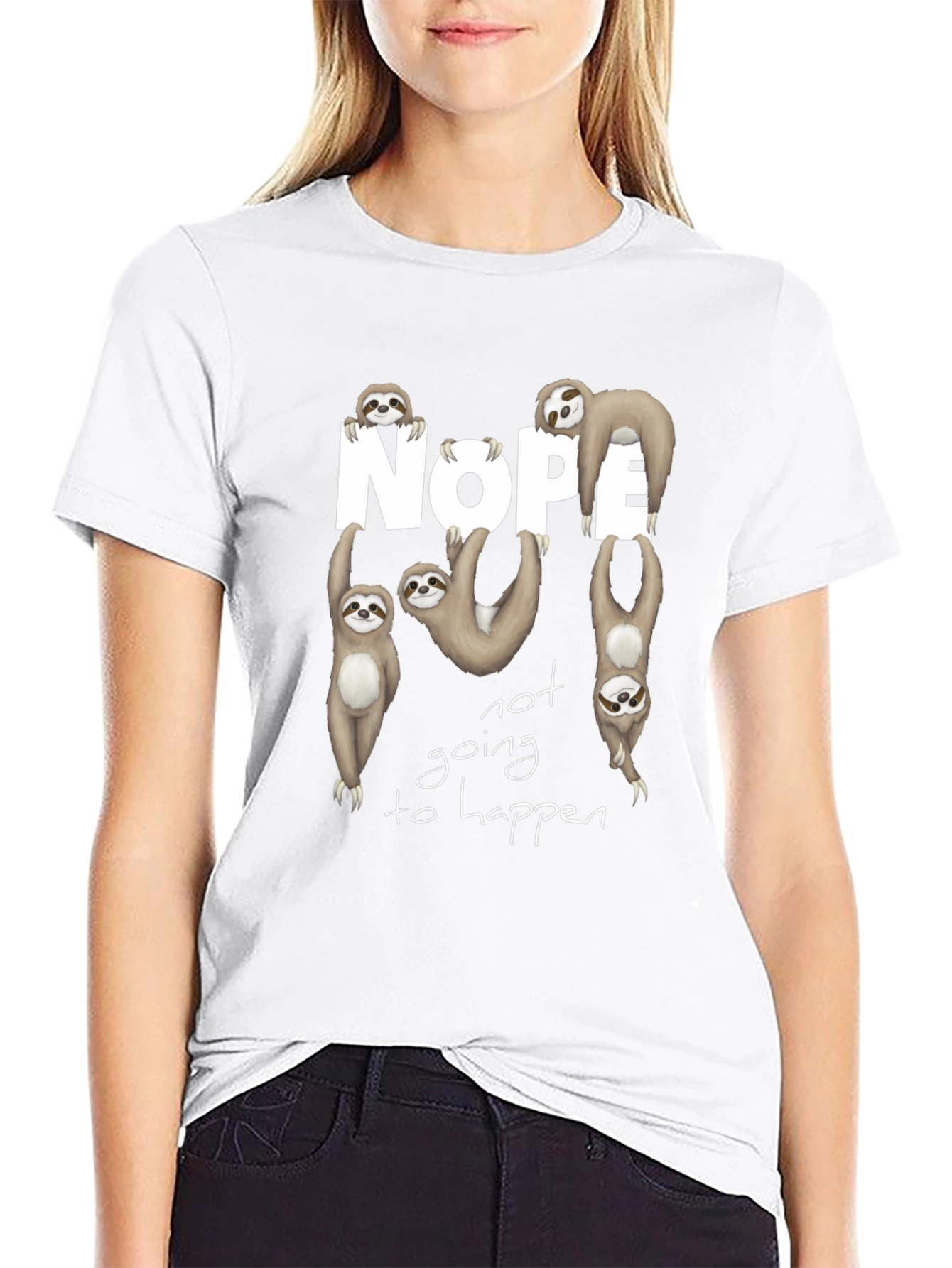 Nope Sloth Graphic Tee - Funny & Relaxed Fit