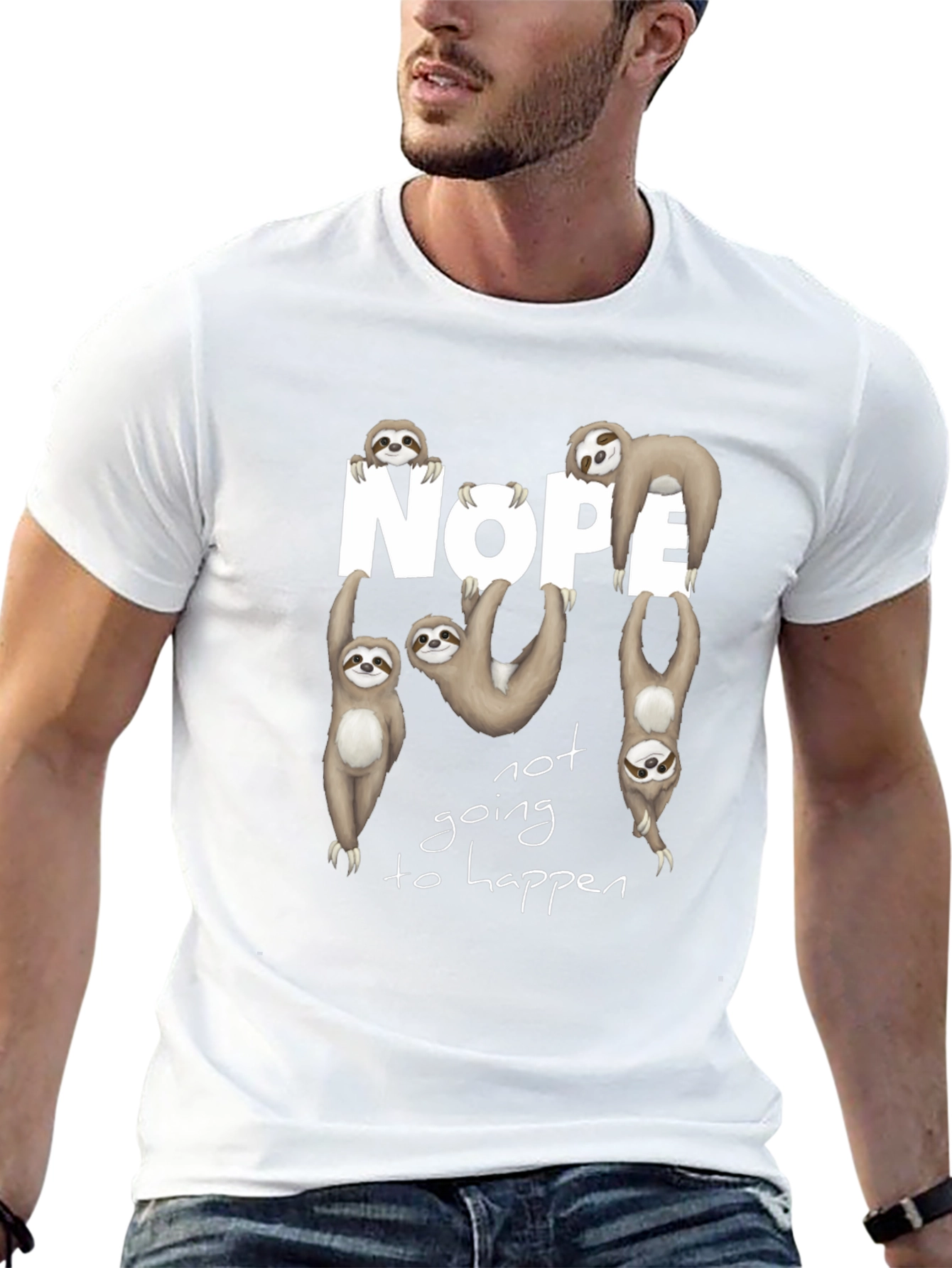 Nope Sloth Graphic Tee - Funny & Relaxed Fit