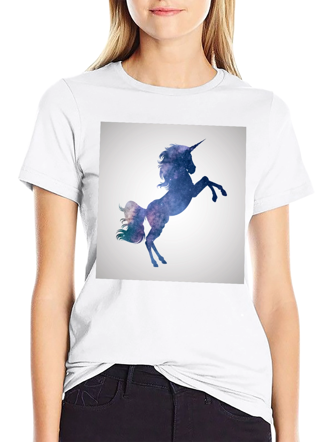 Galaxy Unicorn Graphic Black T-Shirt