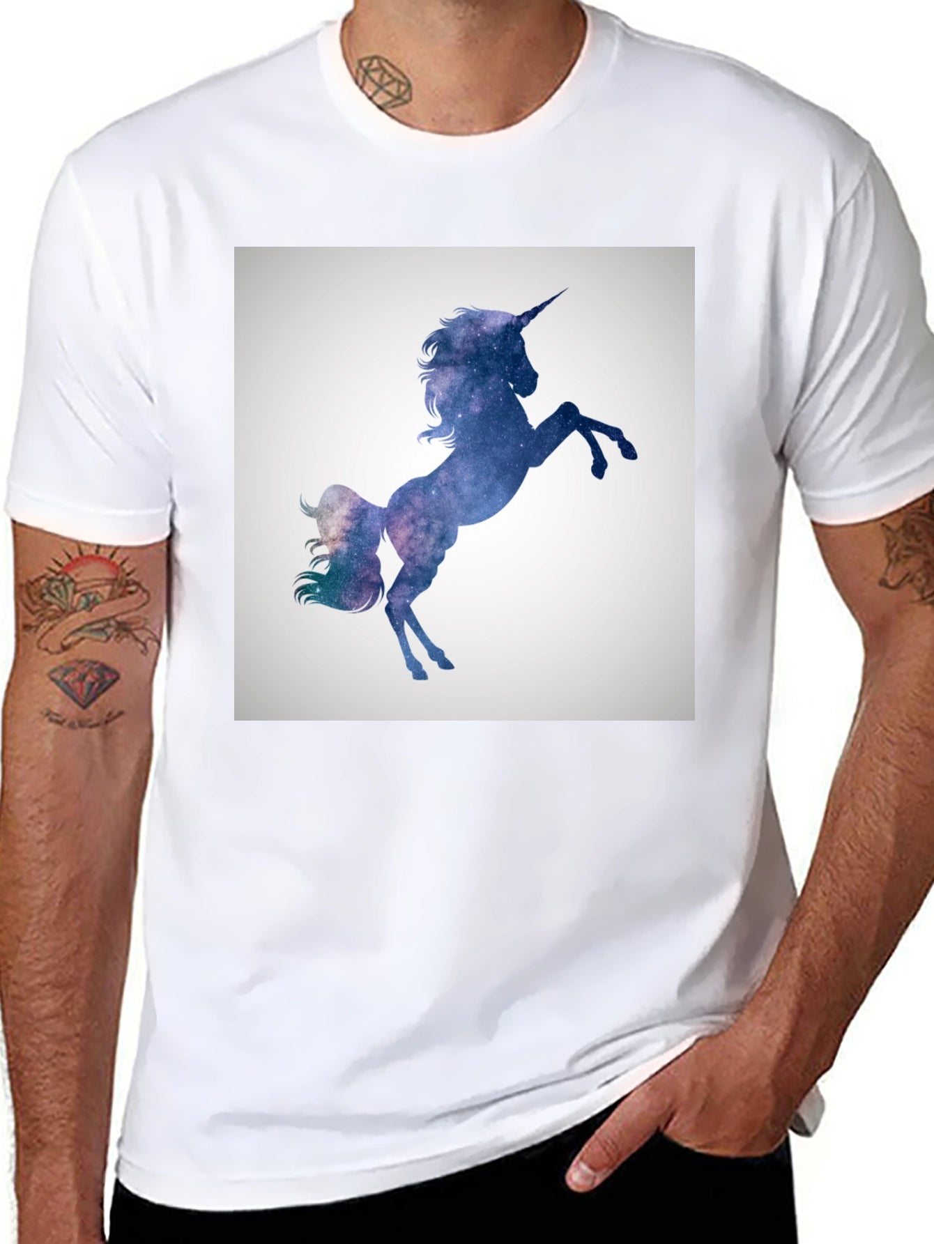 Galaxy Unicorn Graphic Black T-Shirt