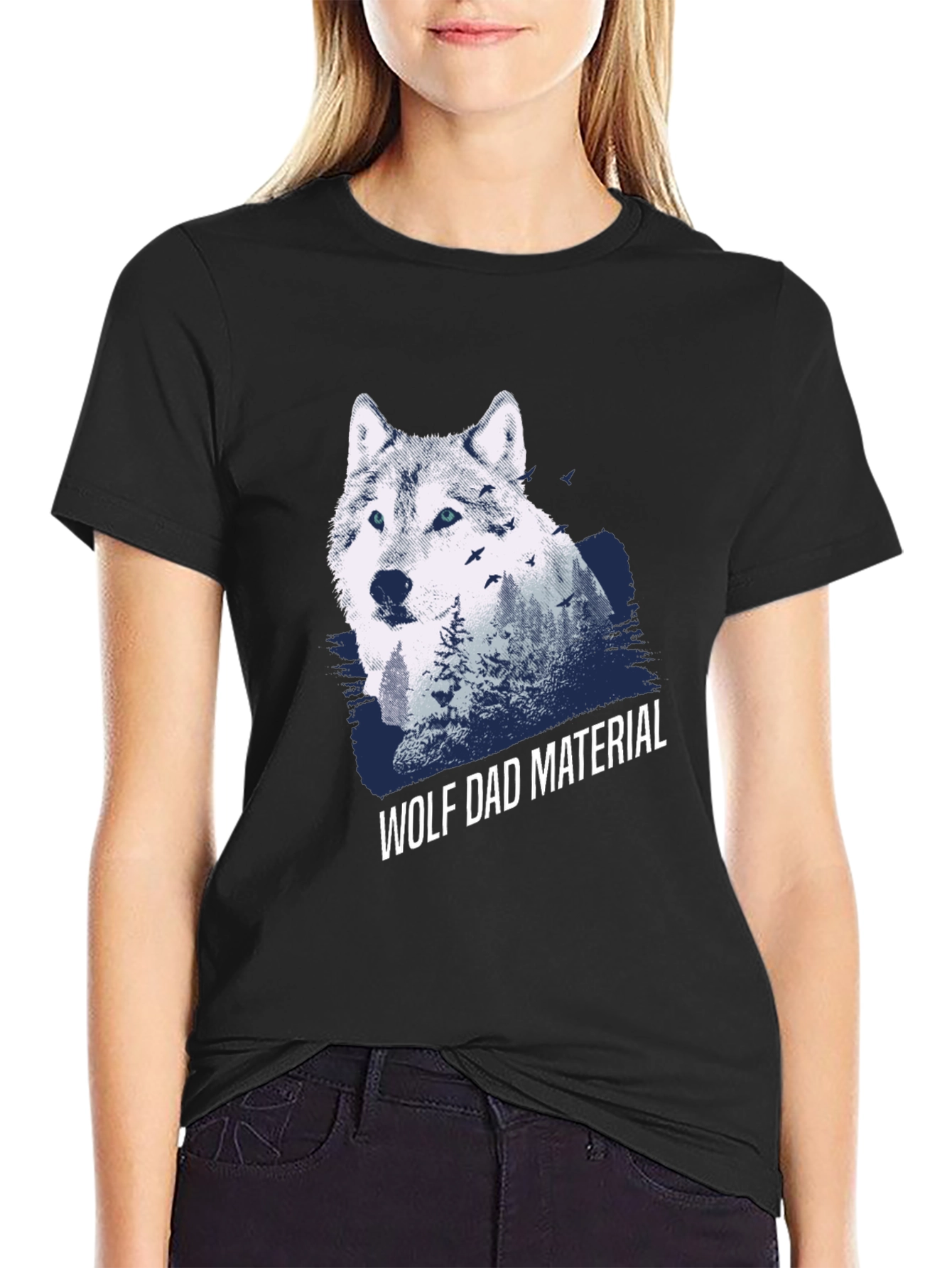 Wolf Dad Material Graphic T-Shirt - Cool Animal Design
