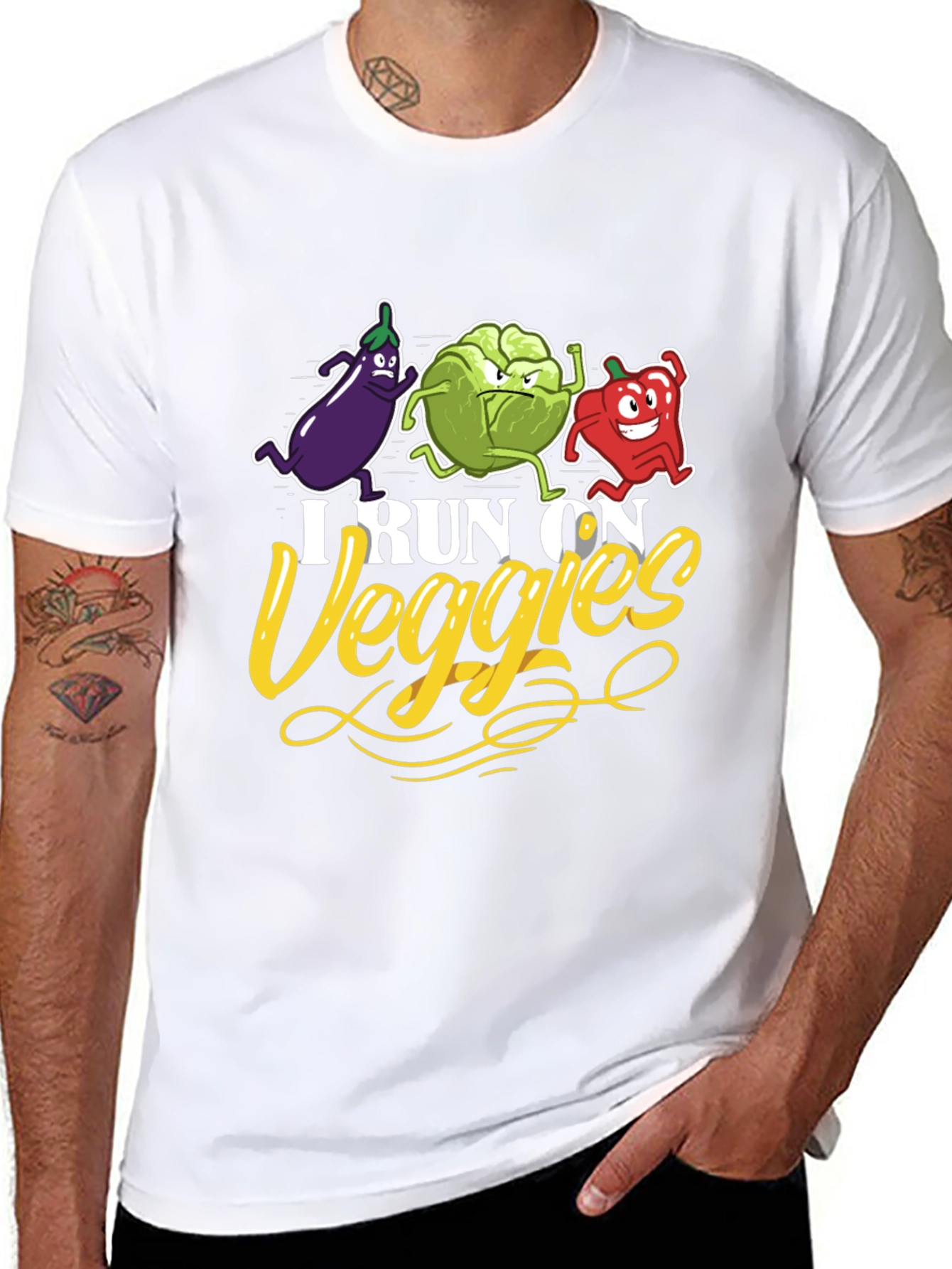 I Run on Veggies T-Shirt - Vegan Fitness Apparel