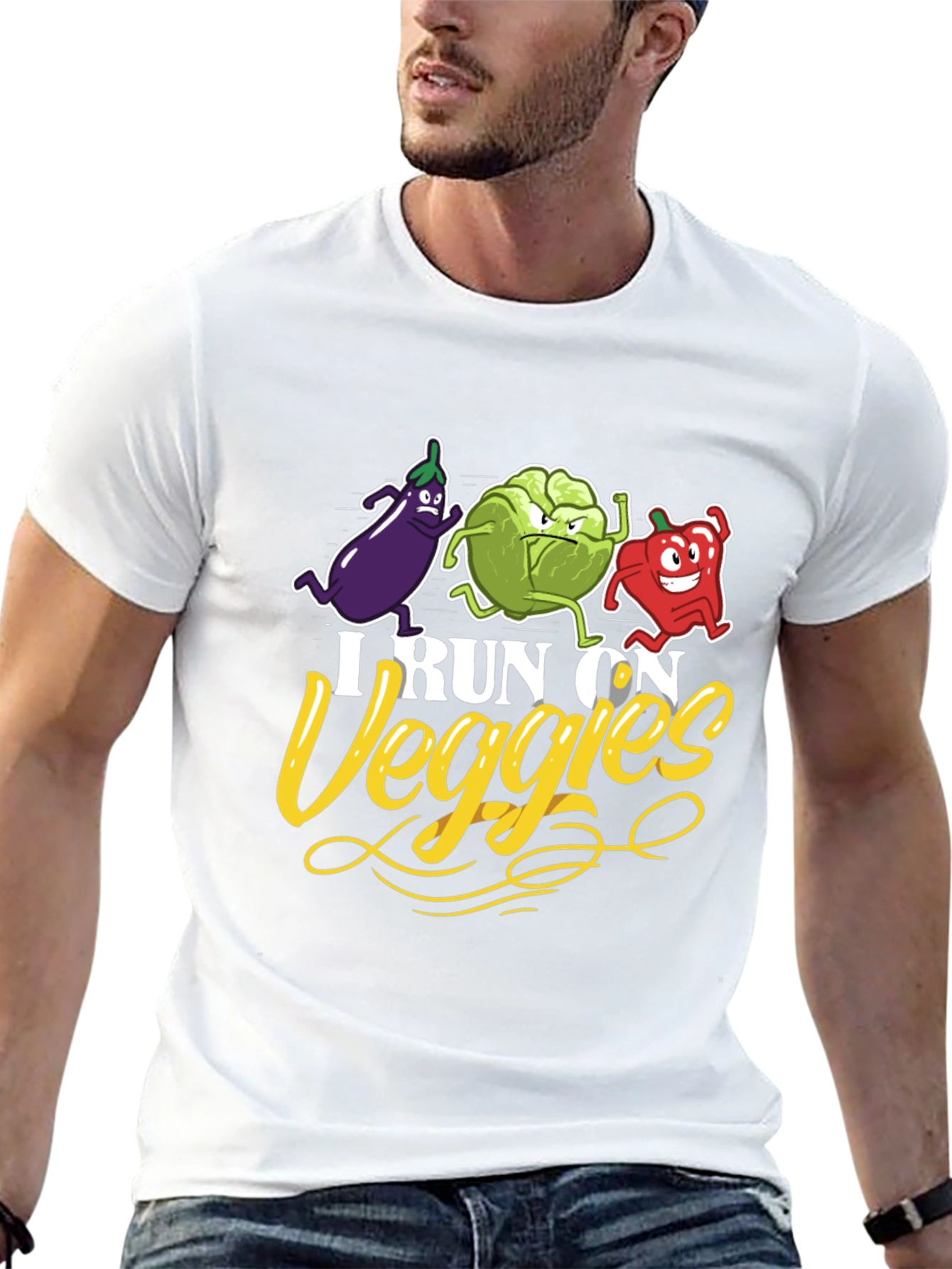 I Run on Veggies T-Shirt - Vegan Fitness Apparel
