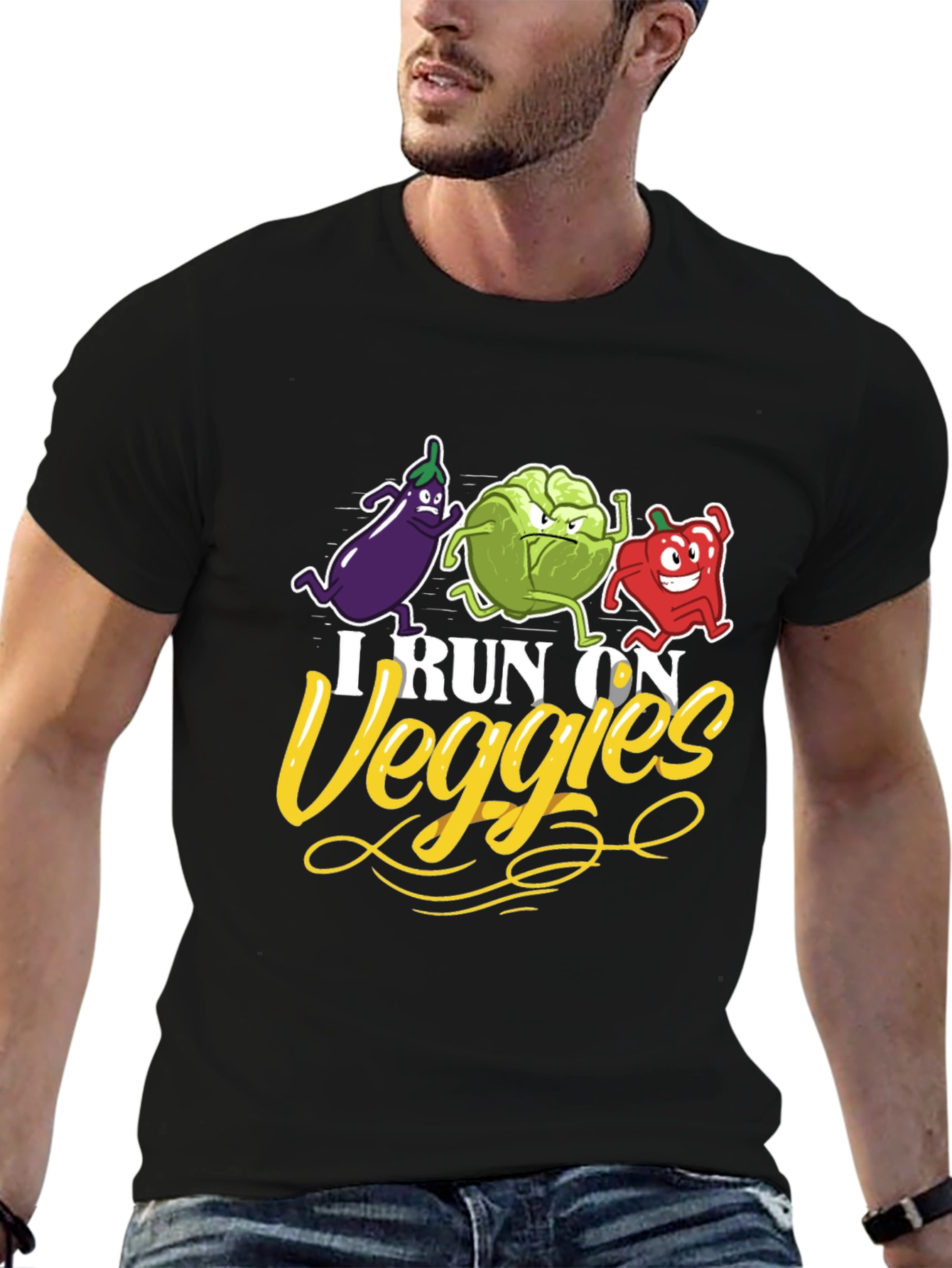 I Run on Veggies T-Shirt - Vegan Fitness Apparel