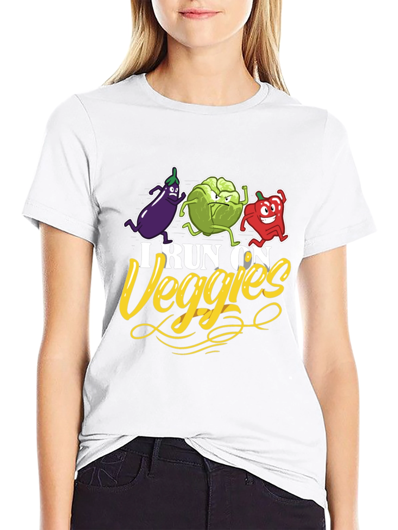 I Run on Veggies T-Shirt - Vegan Fitness Apparel