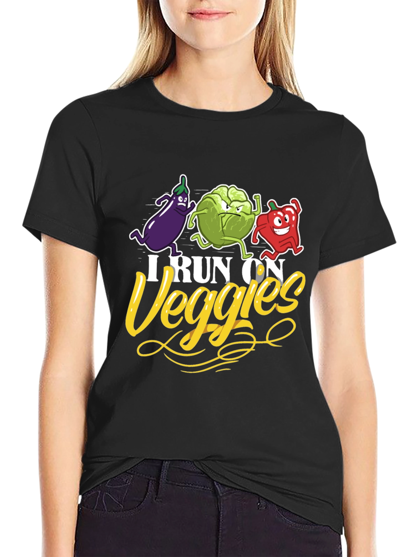 I Run on Veggies T-Shirt - Vegan Fitness Apparel