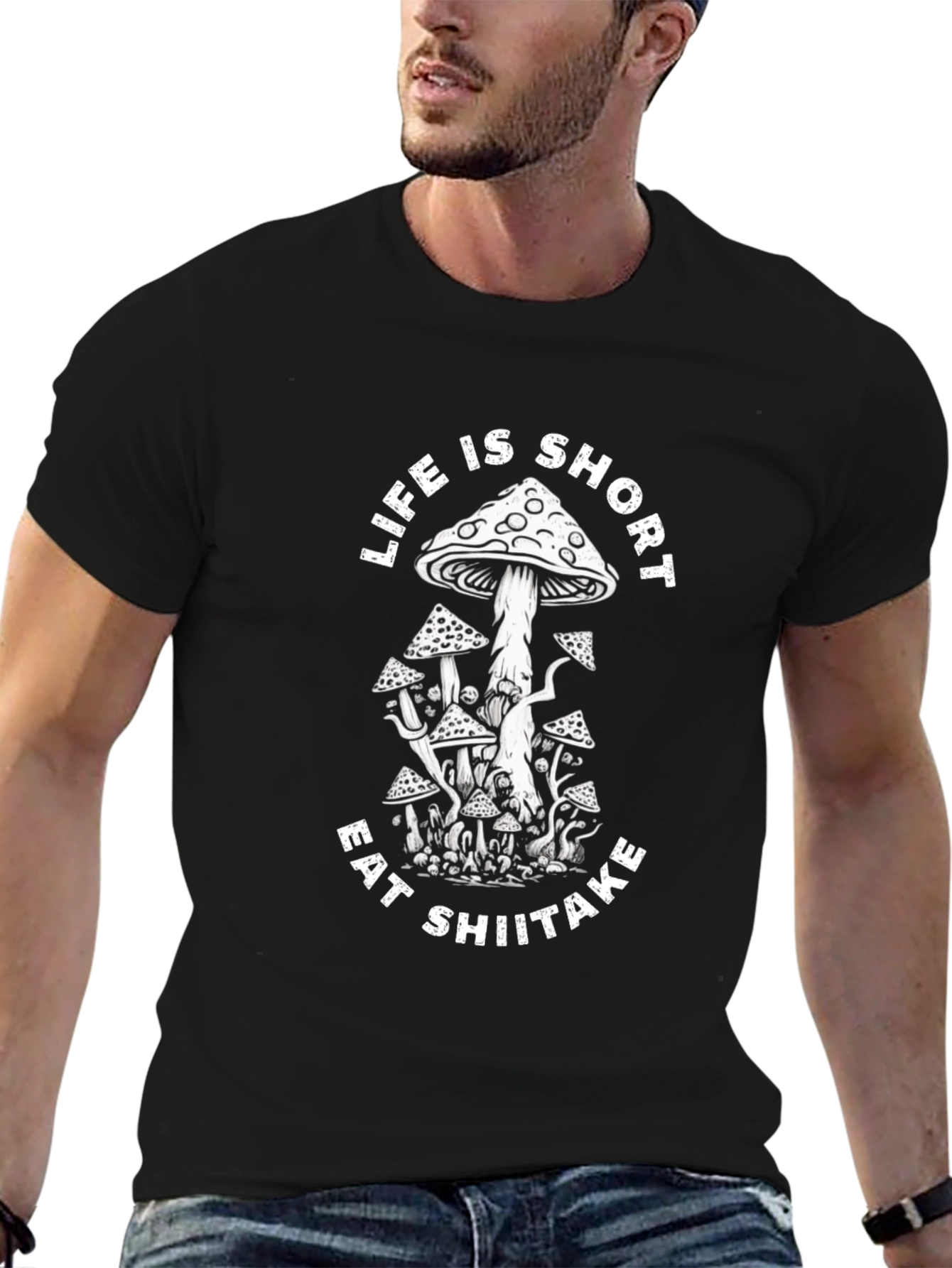 Life is Short Eat Shiitake T-Shirt - Black