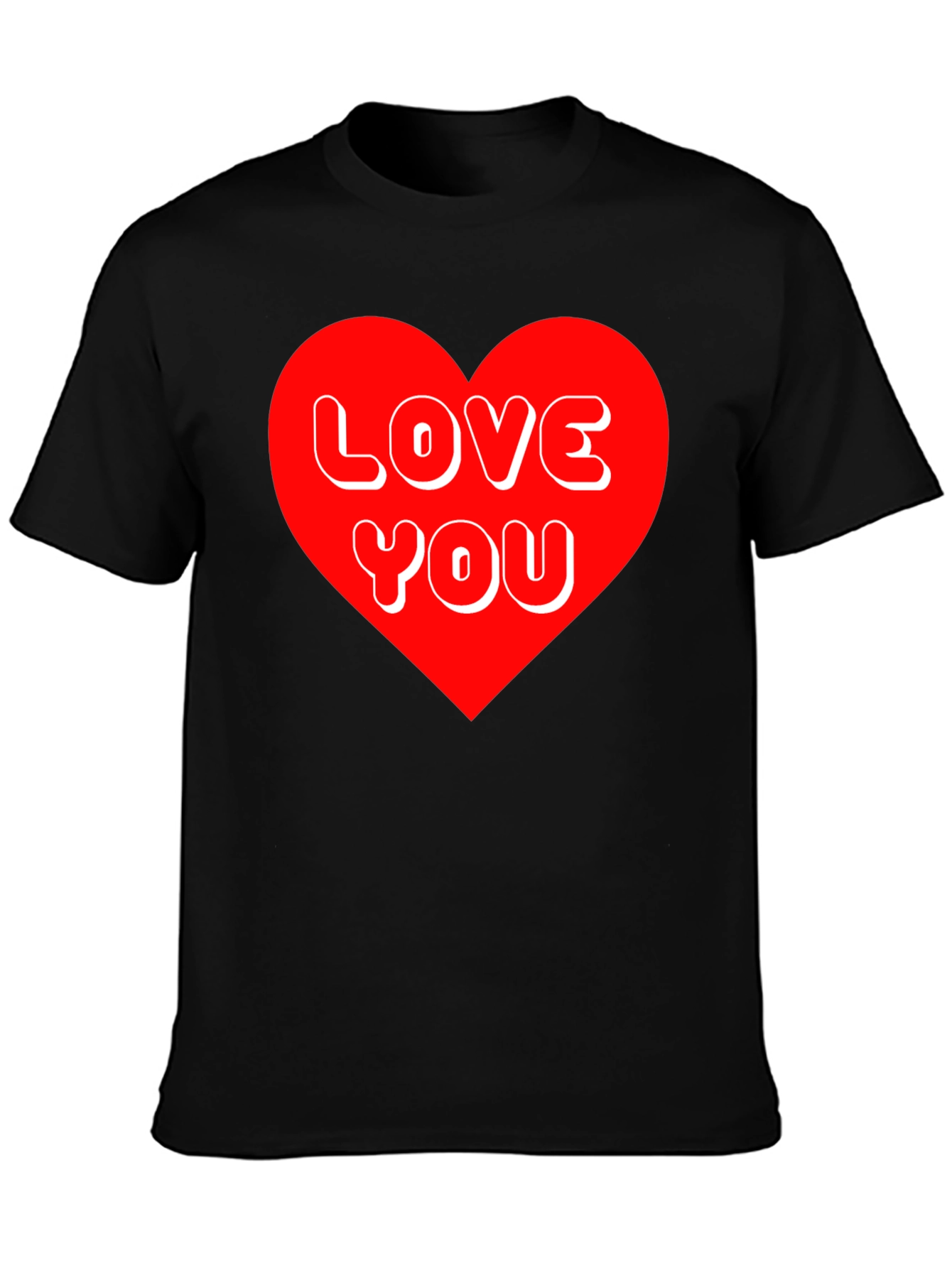 Love You Heart Graphic Tee - Black