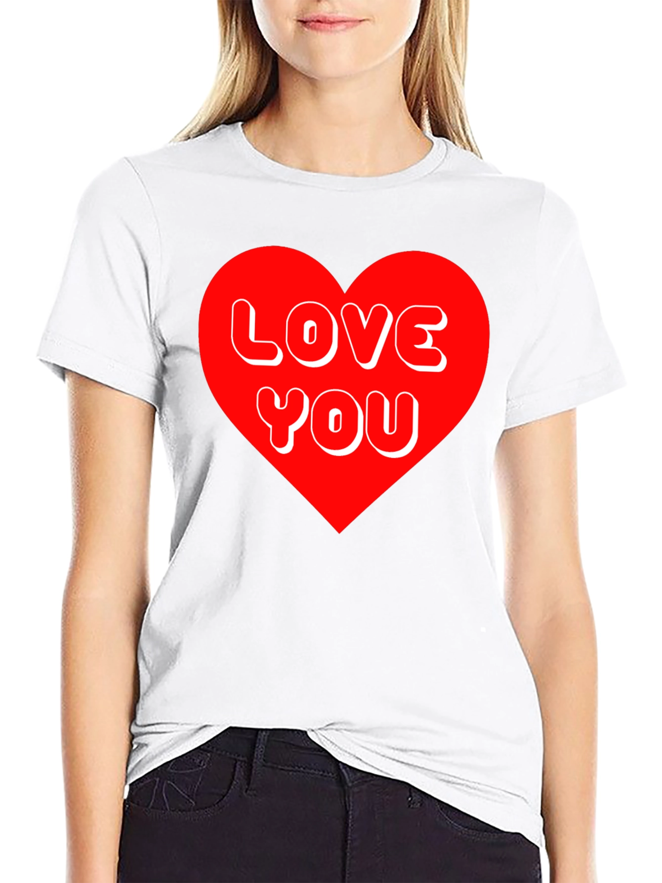 Love You Heart Graphic Tee - Black