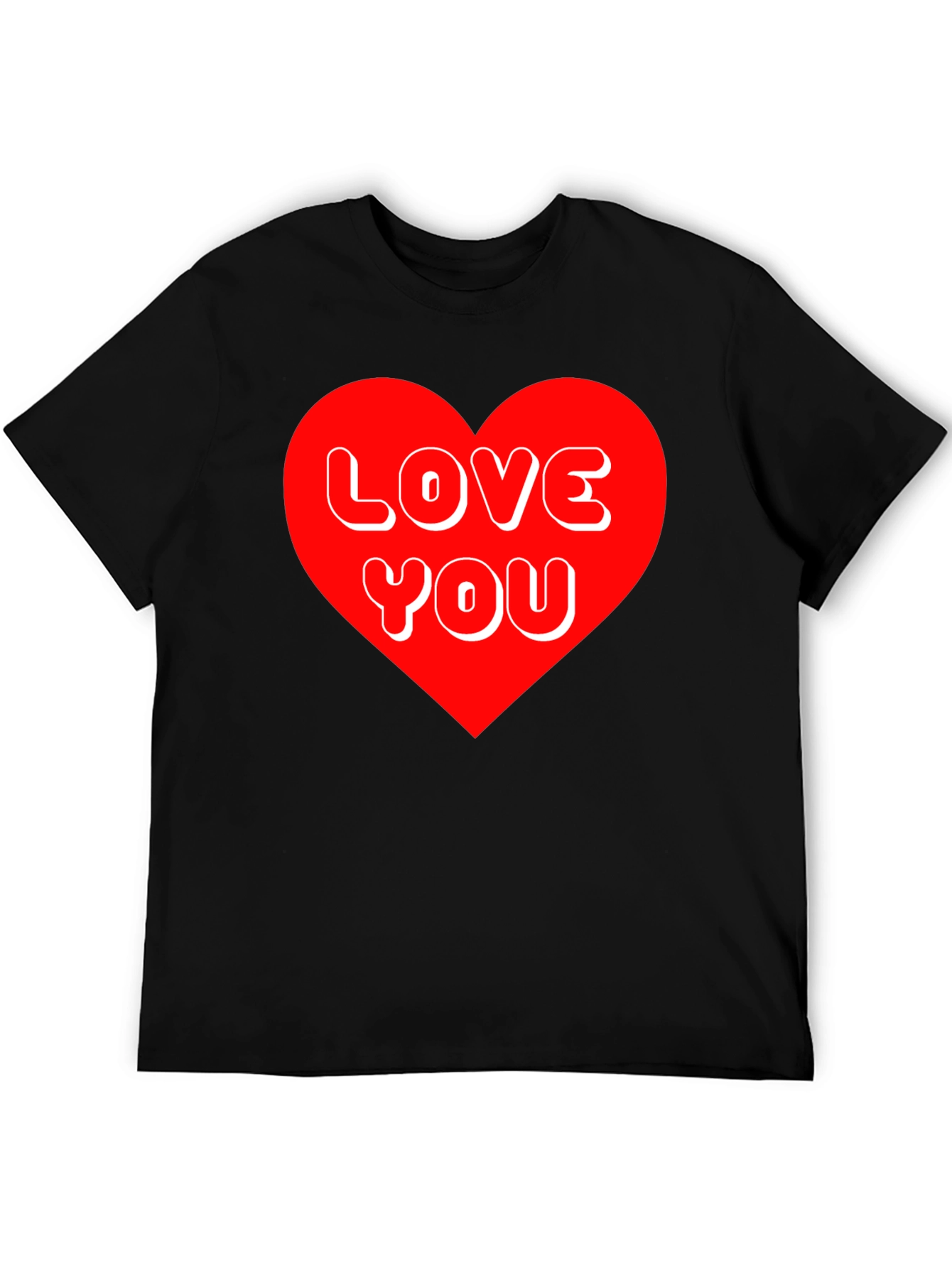 Love You Heart Graphic Tee - Black