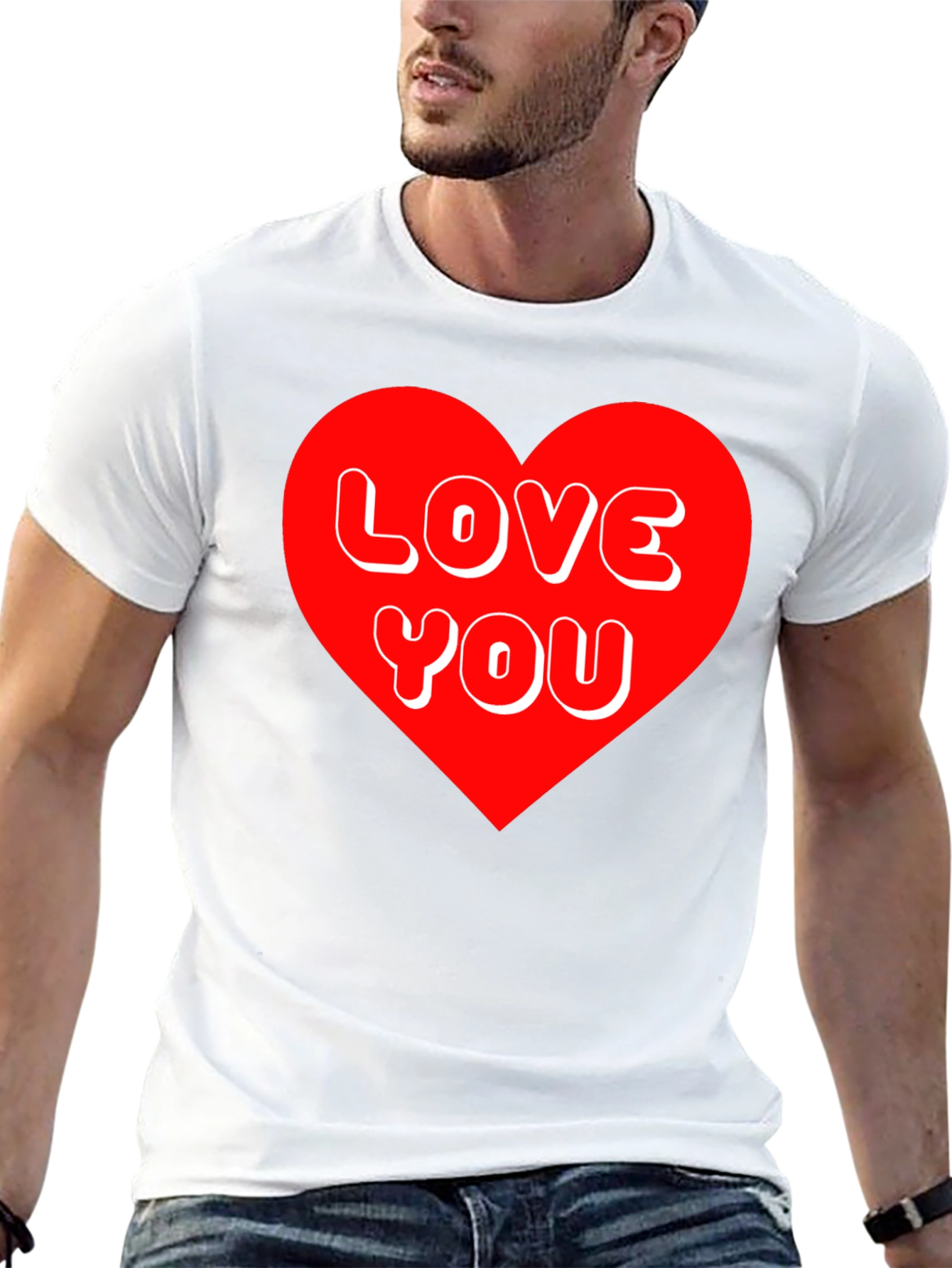 Love You Heart Graphic Tee - Black