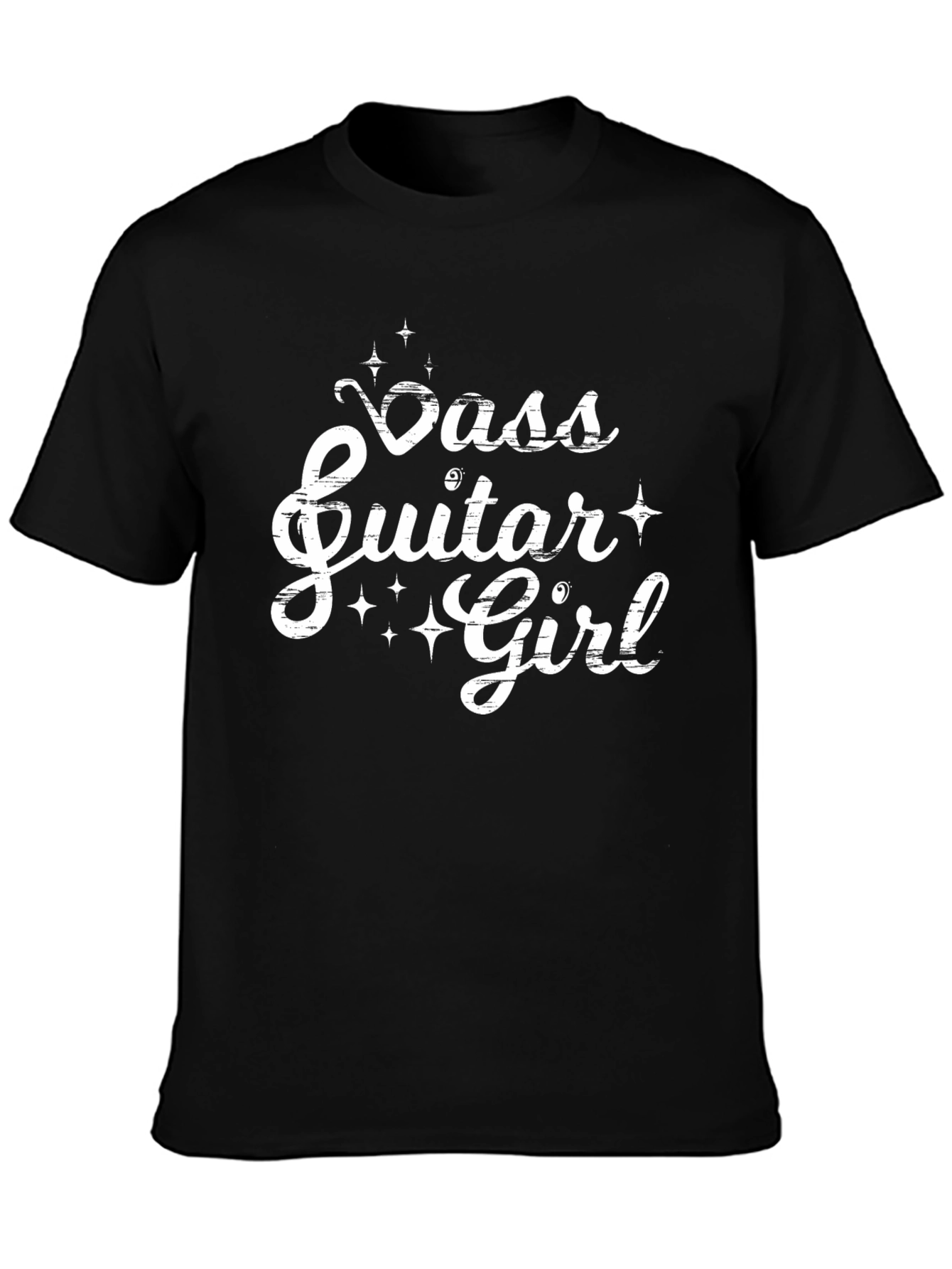 Bass Guitar Girl Black T-Shirt